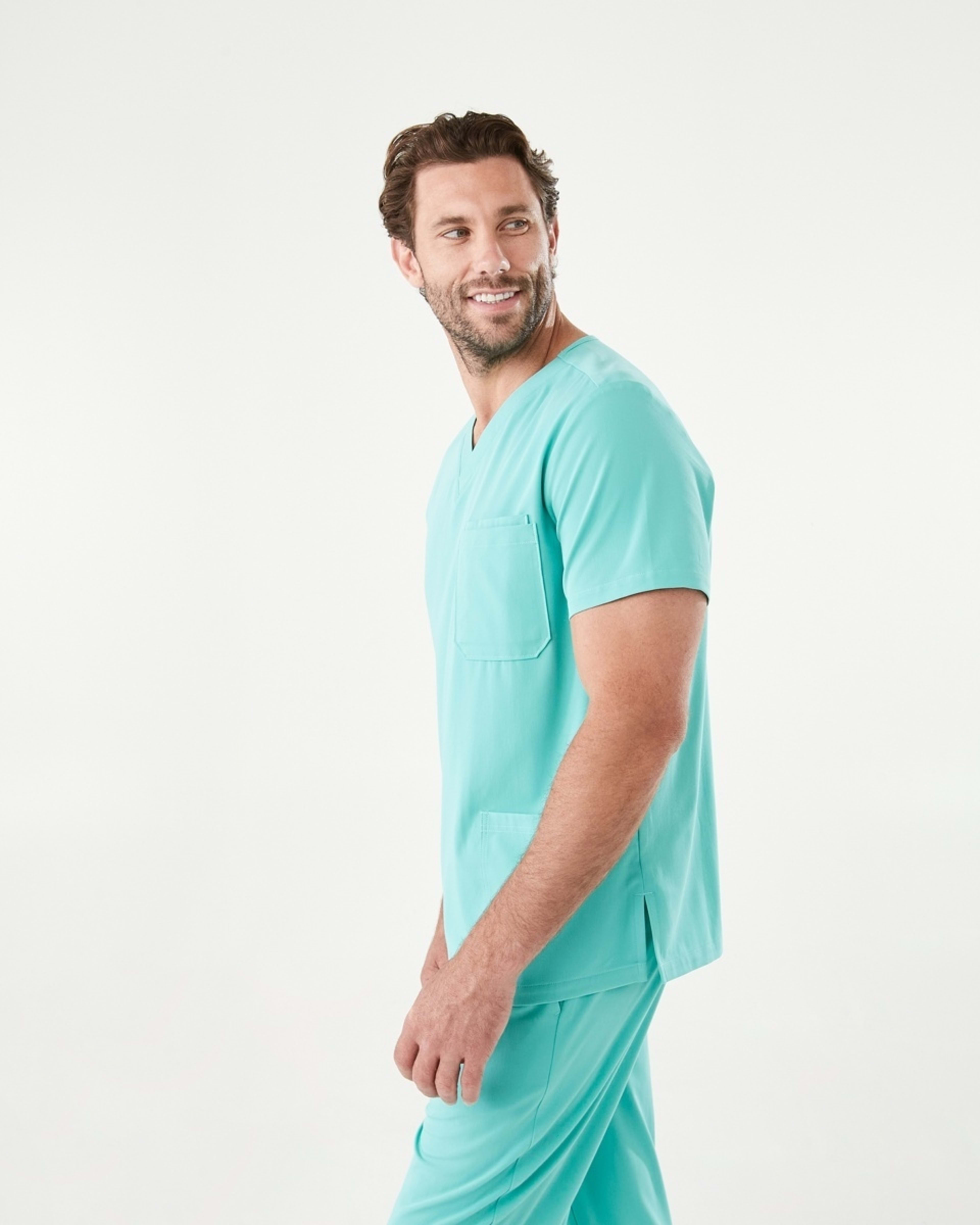 3 Work Short Sleeve Scrub Top Blue Turquoise, 3 of 10