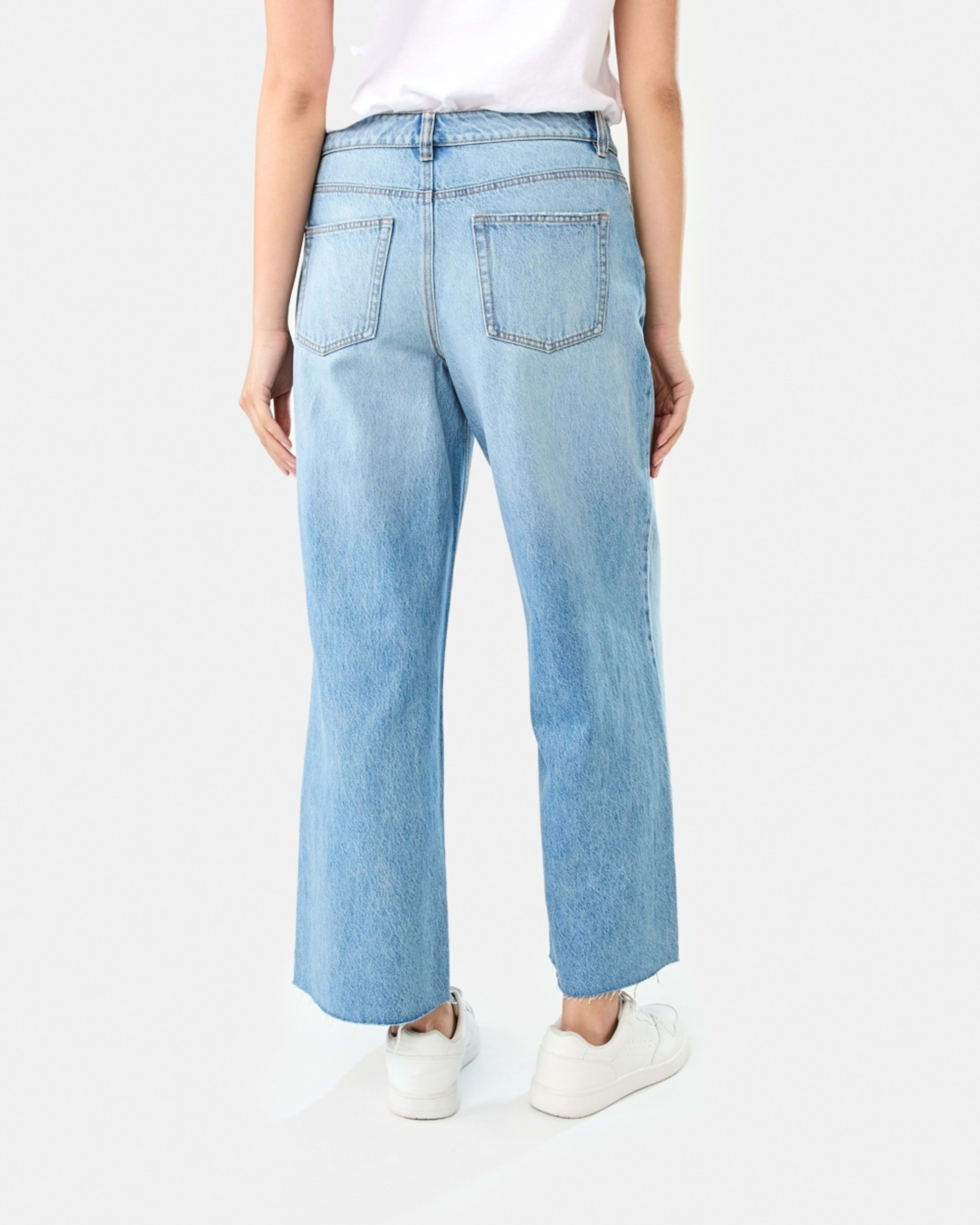 4 Wide Leg Raw Hem Jeans MID WASH, 4 of 9