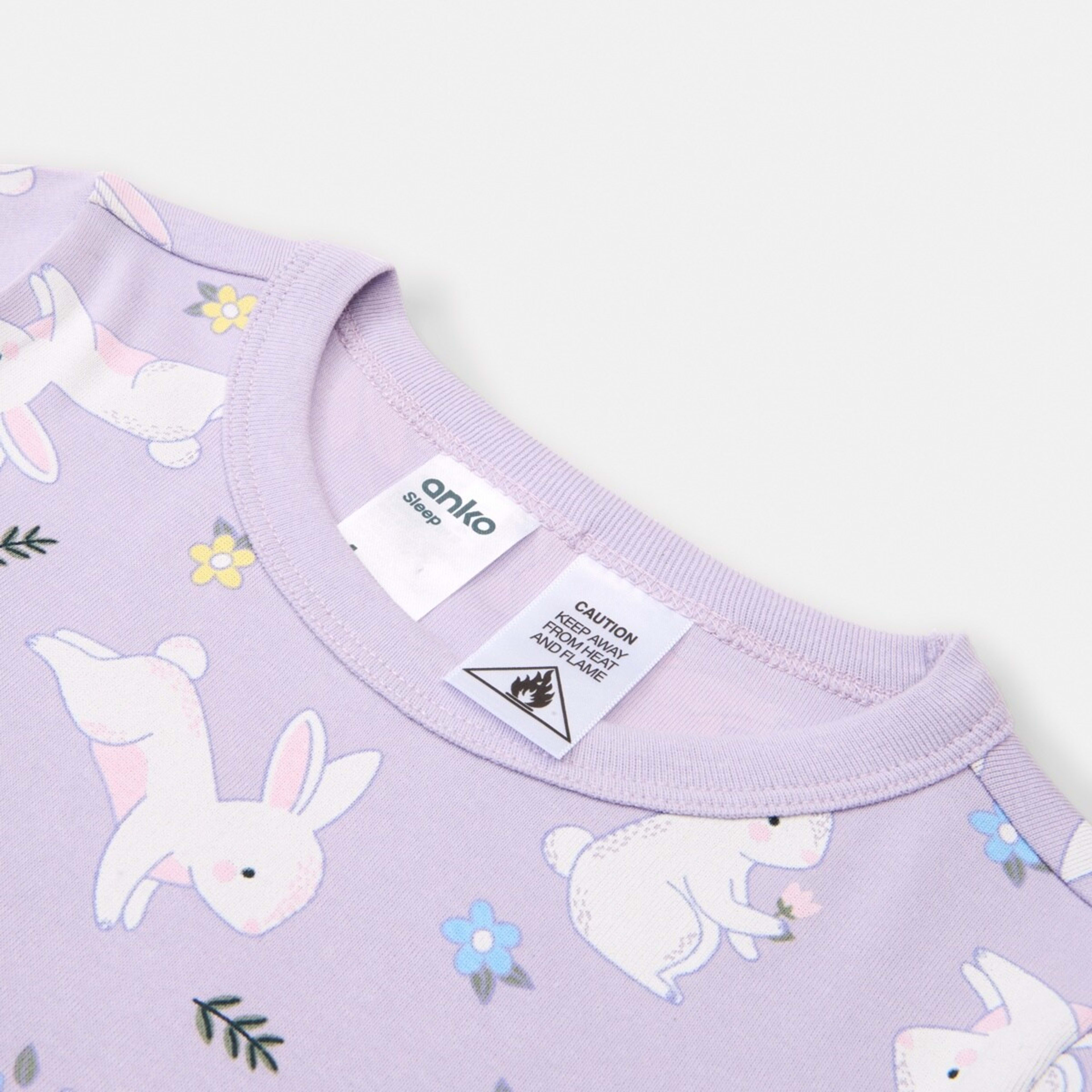 8 Rib Pyjama Set Bunnies Lilac, 8 of 9