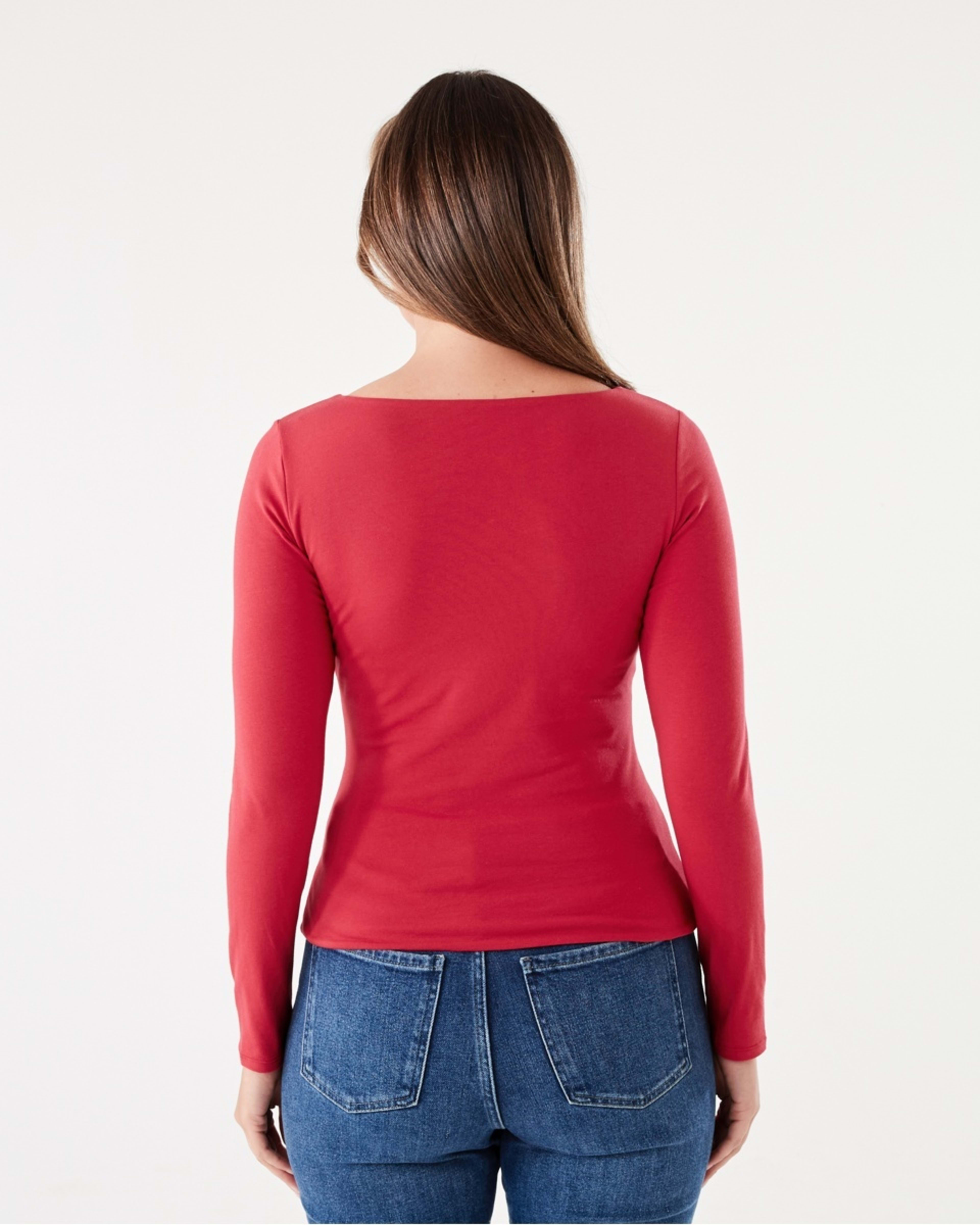 4 Long Sleeve Square Neck Top Urbn Red, 4 of 6