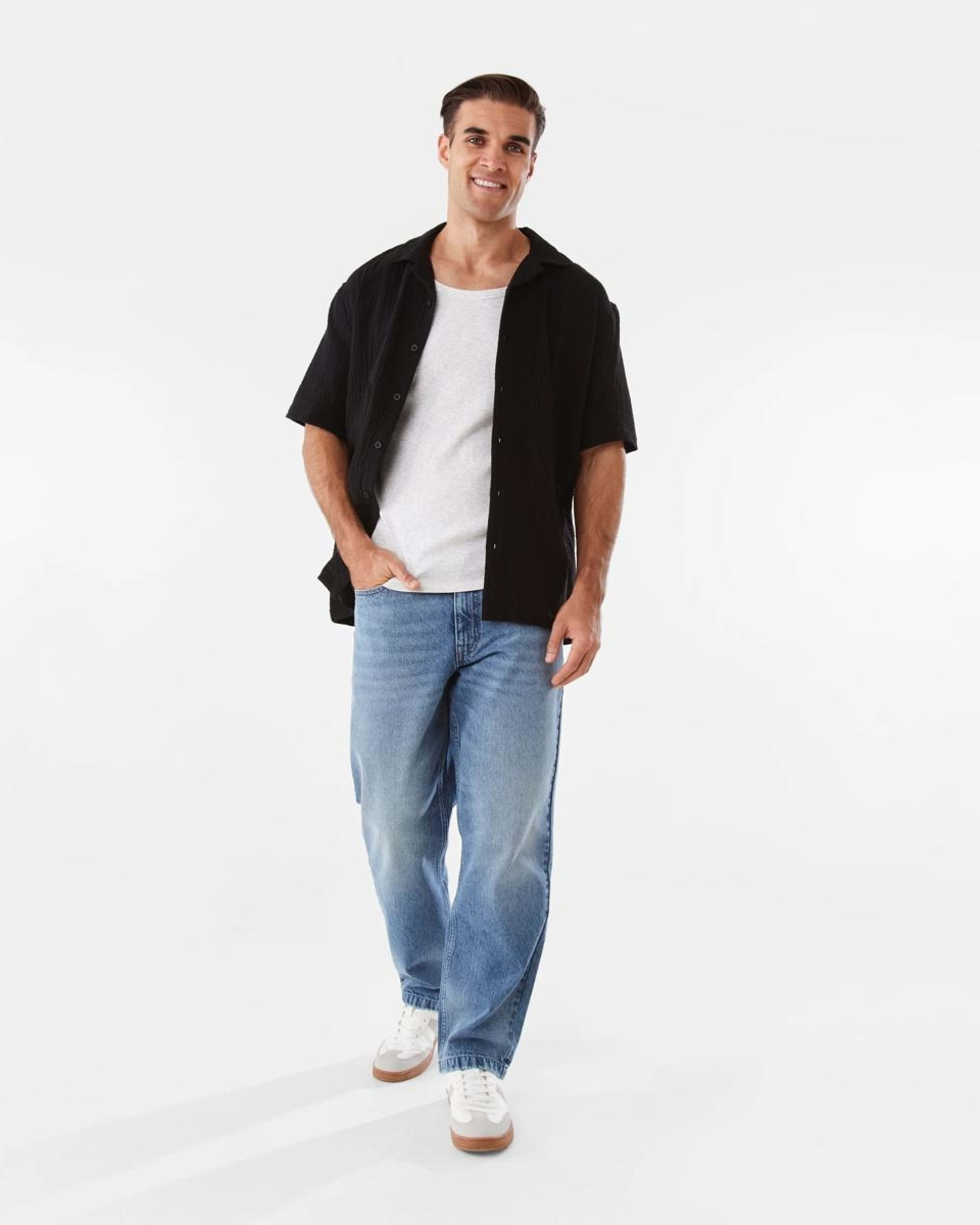2 Short Sleeve Double Cloth Shirt BLACK, 2 of 7