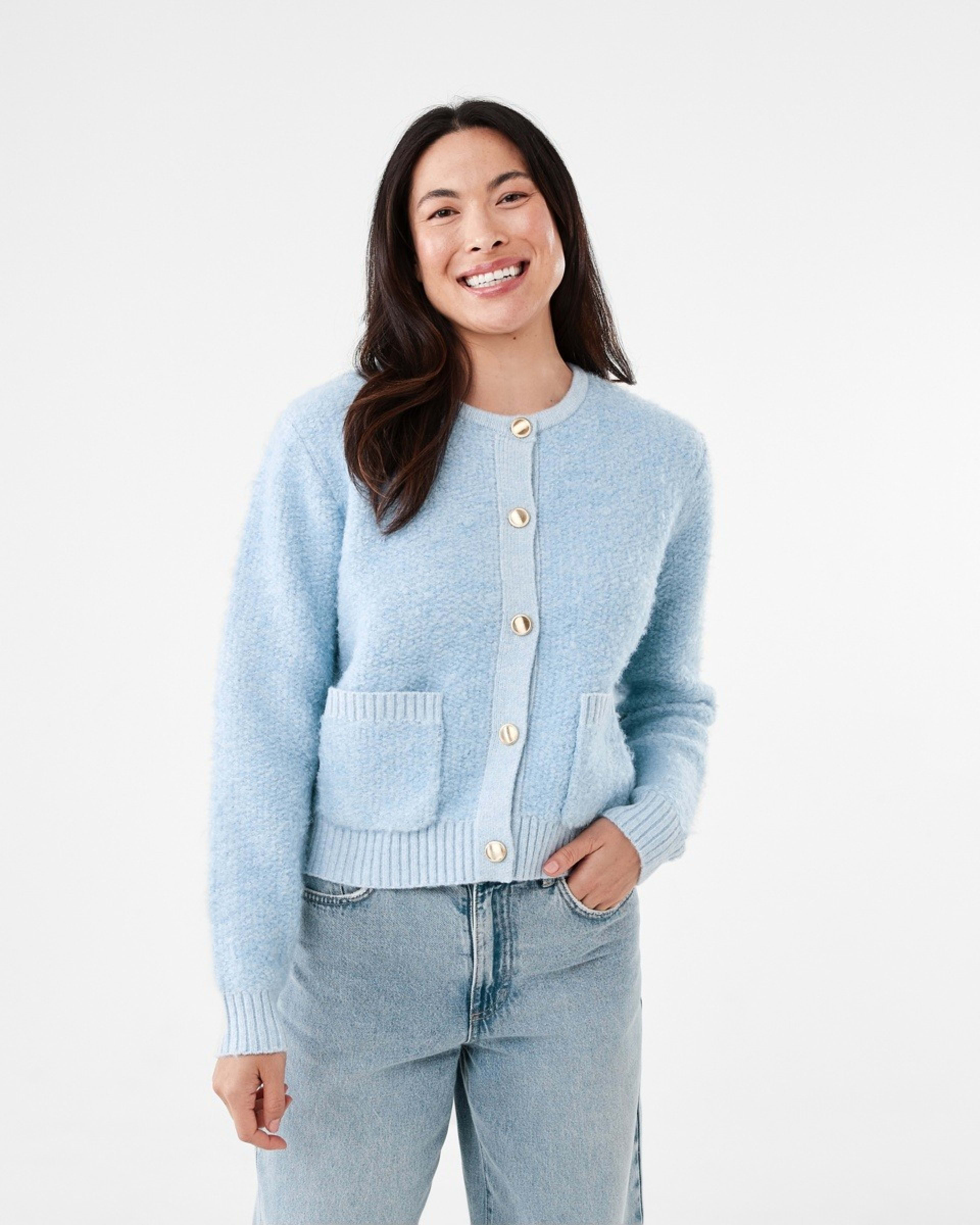 1 Pocket Textured Cardigan Blu Skyway