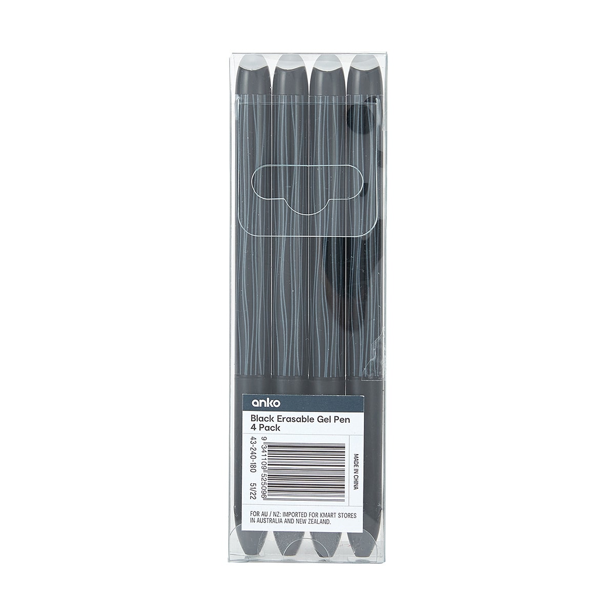 4 Pack Black Erasable Gel Pen Kmart