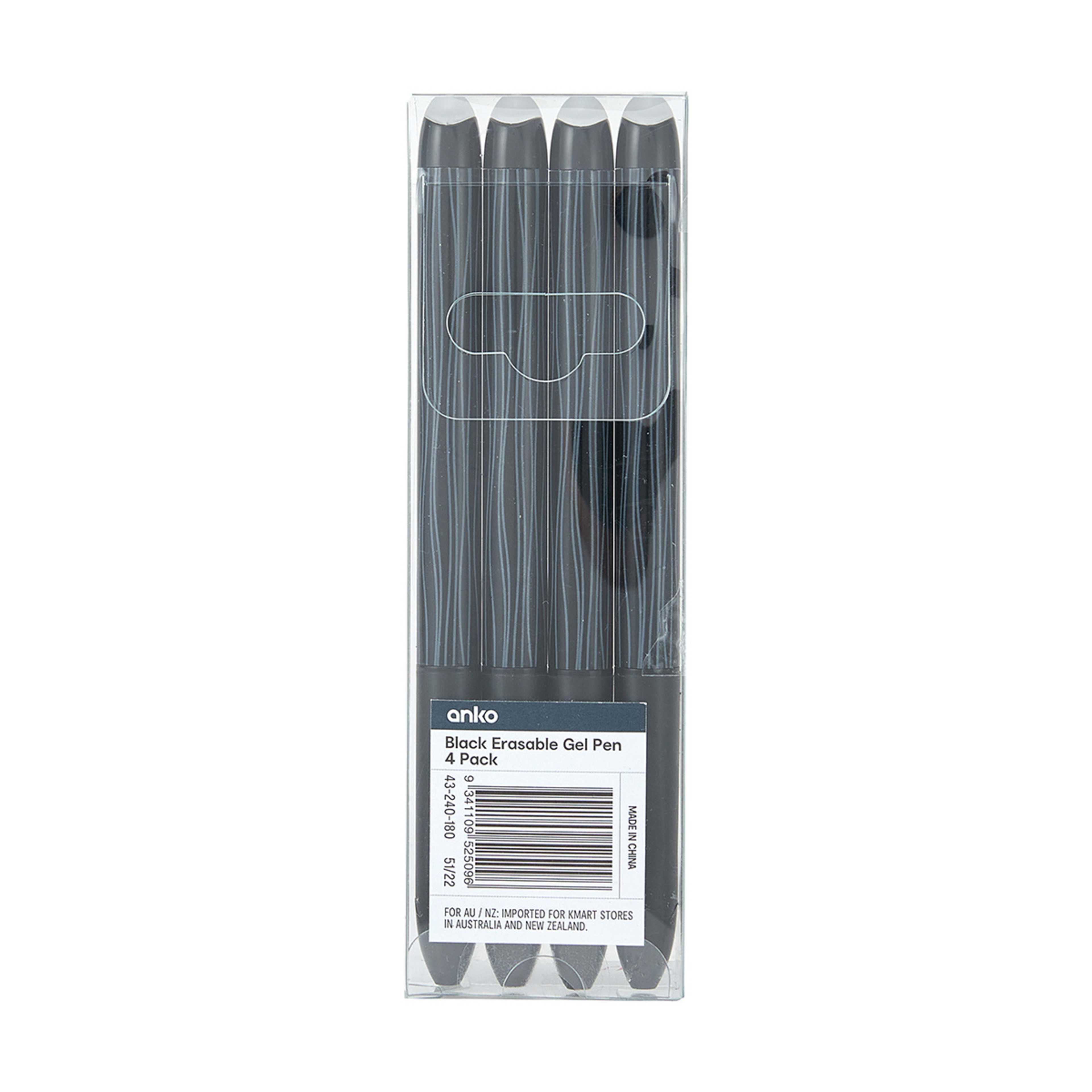 4 Pack Black Erasable Gel Pen Kmart
