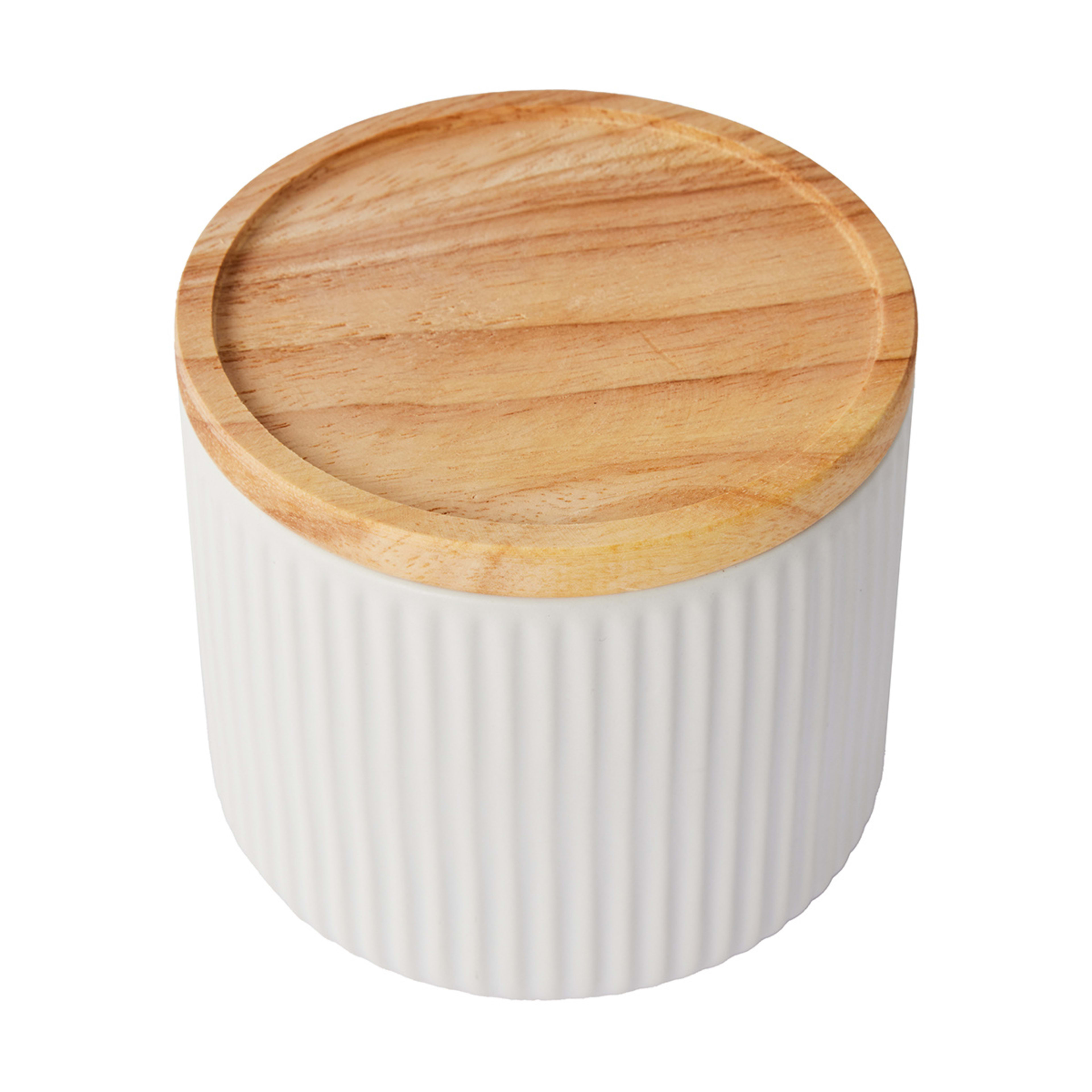 2 Small White Ribbed Canister, 2 of 8