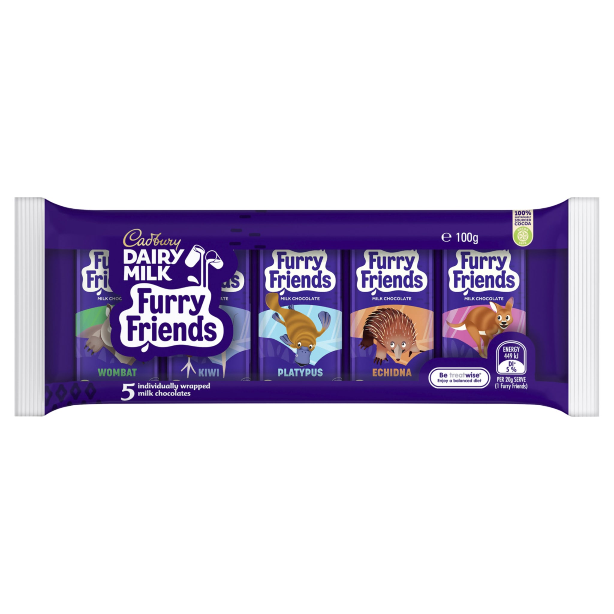 5 Piece Cadbury Dairy Milk Furry Friends Milk Chocolate 100g Kmart