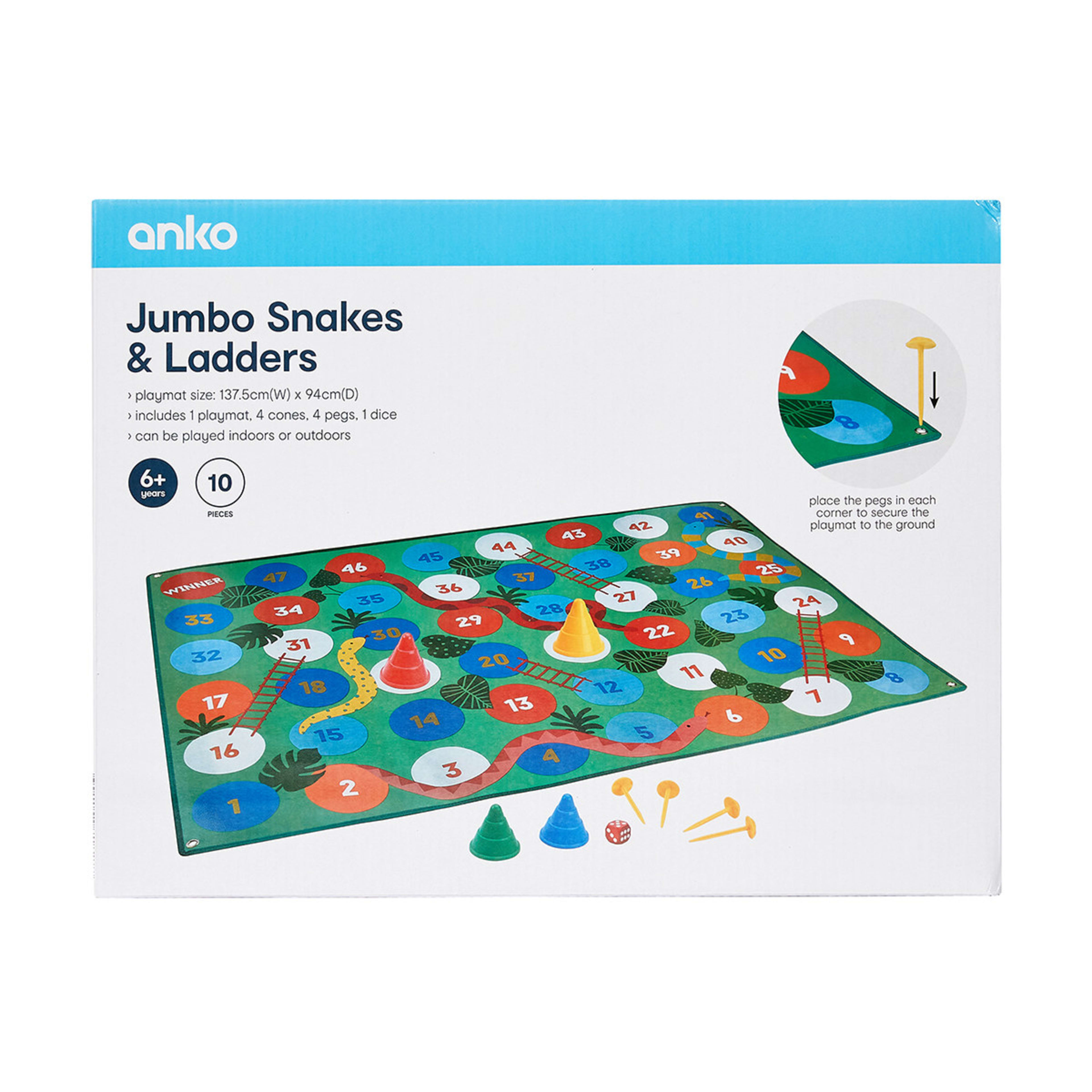 10 Piece Jumbo Snakes & Ladders Kmart