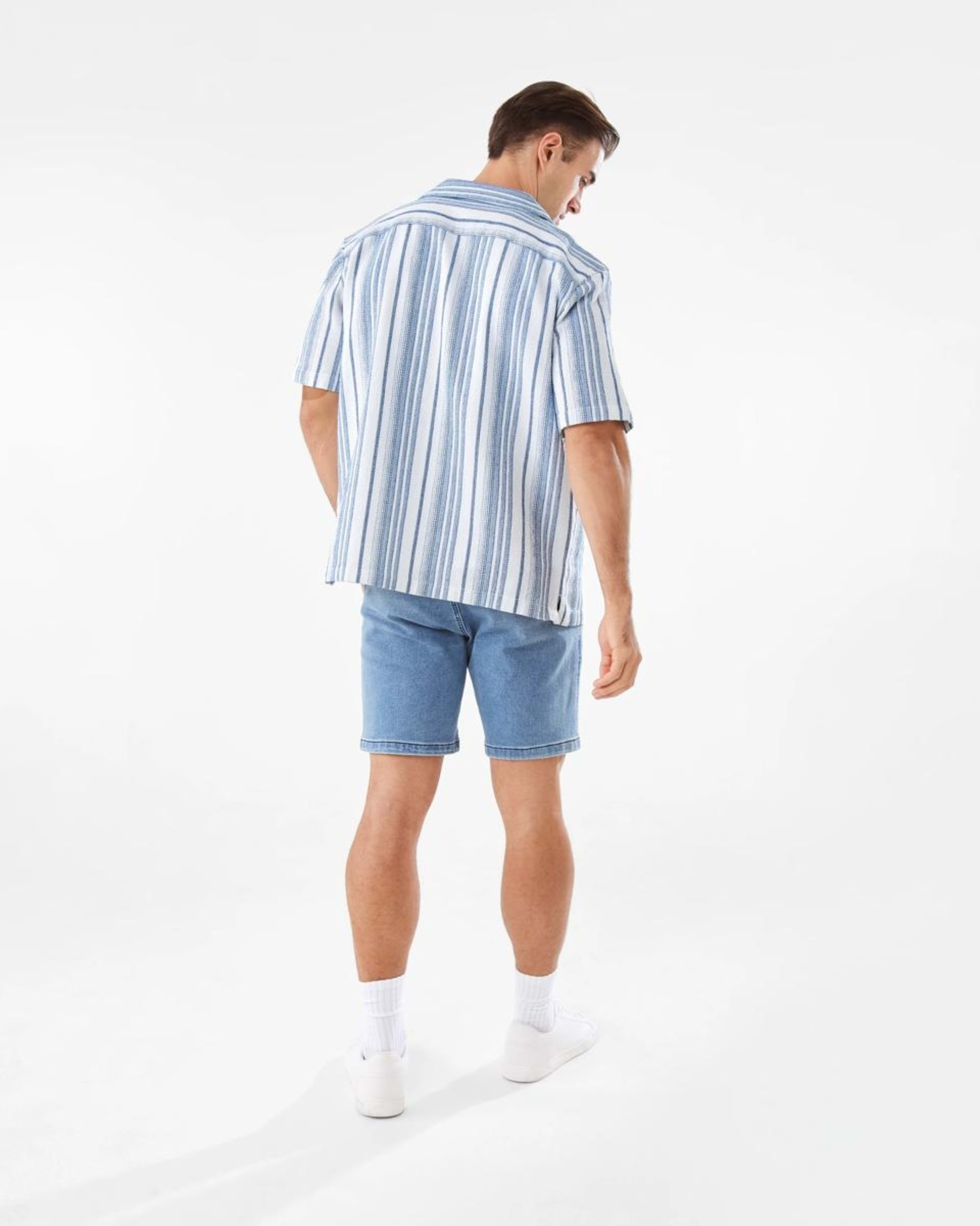 4 Short Sleeve Textured Stripe Shirt VAM STRIPE BLUE, 4 of 7
