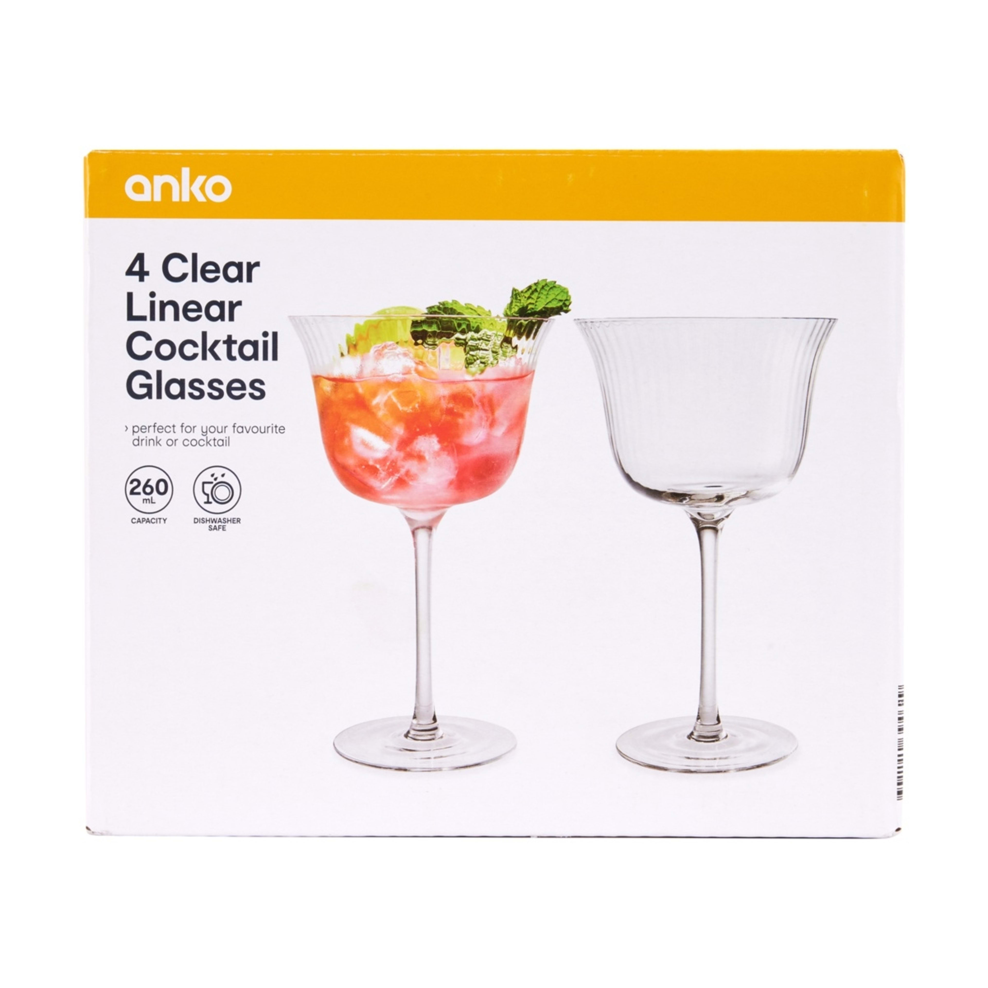 4 Clear Linear Cocktail Glasses Kmart