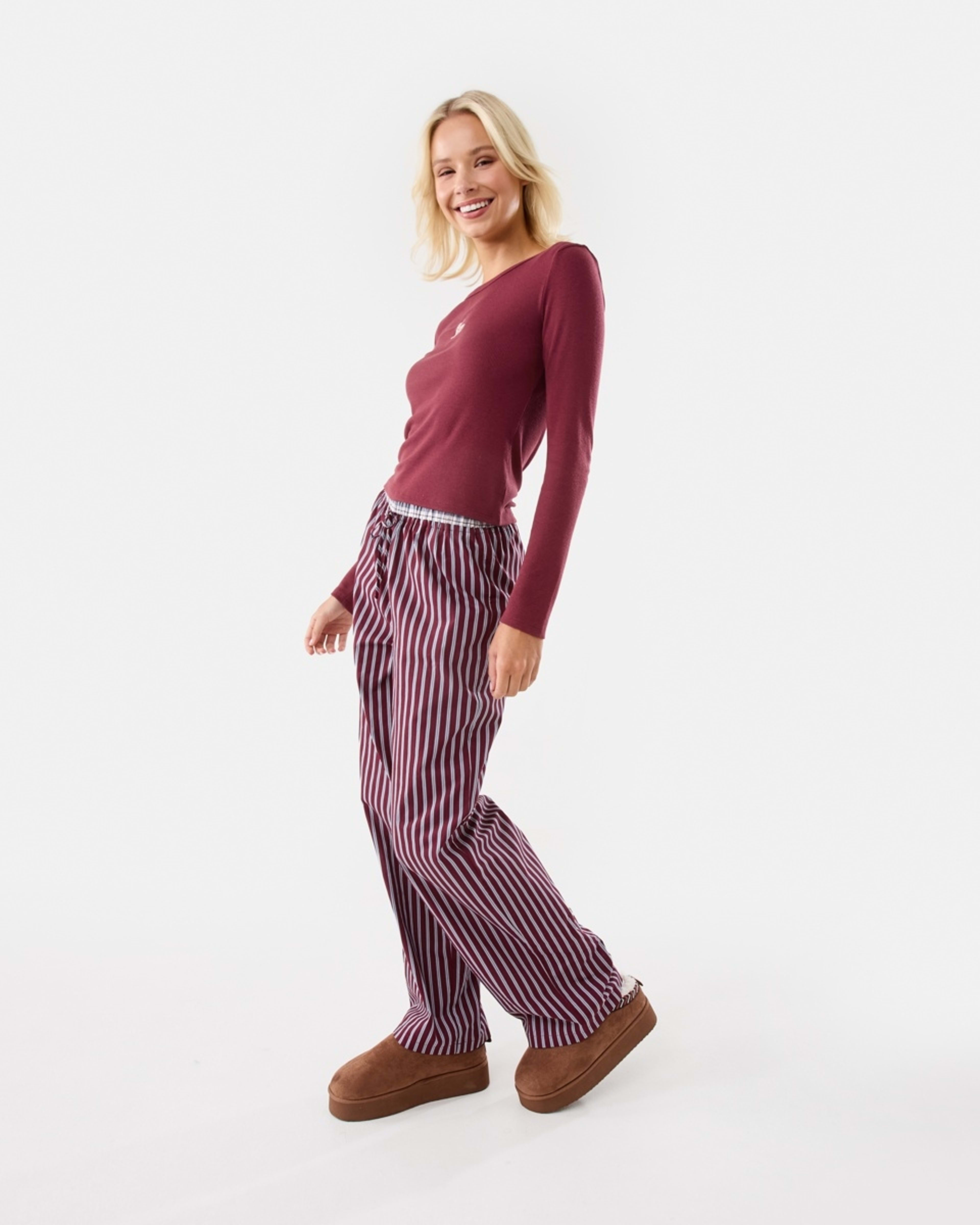 3 Contrast Waistband Woven Pants Ruby Strp, 3 of 6