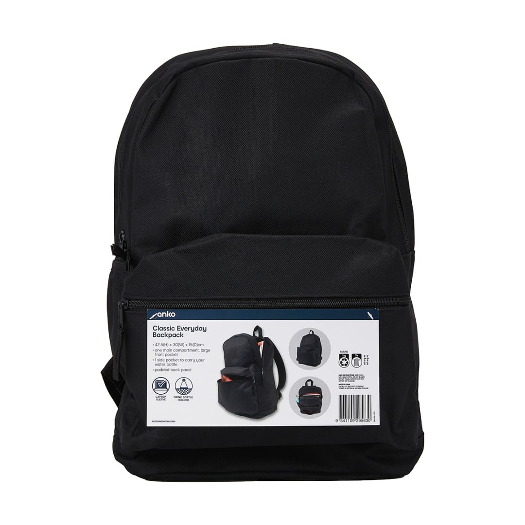 12.4L Classic Everyday Backpack Black Kmart