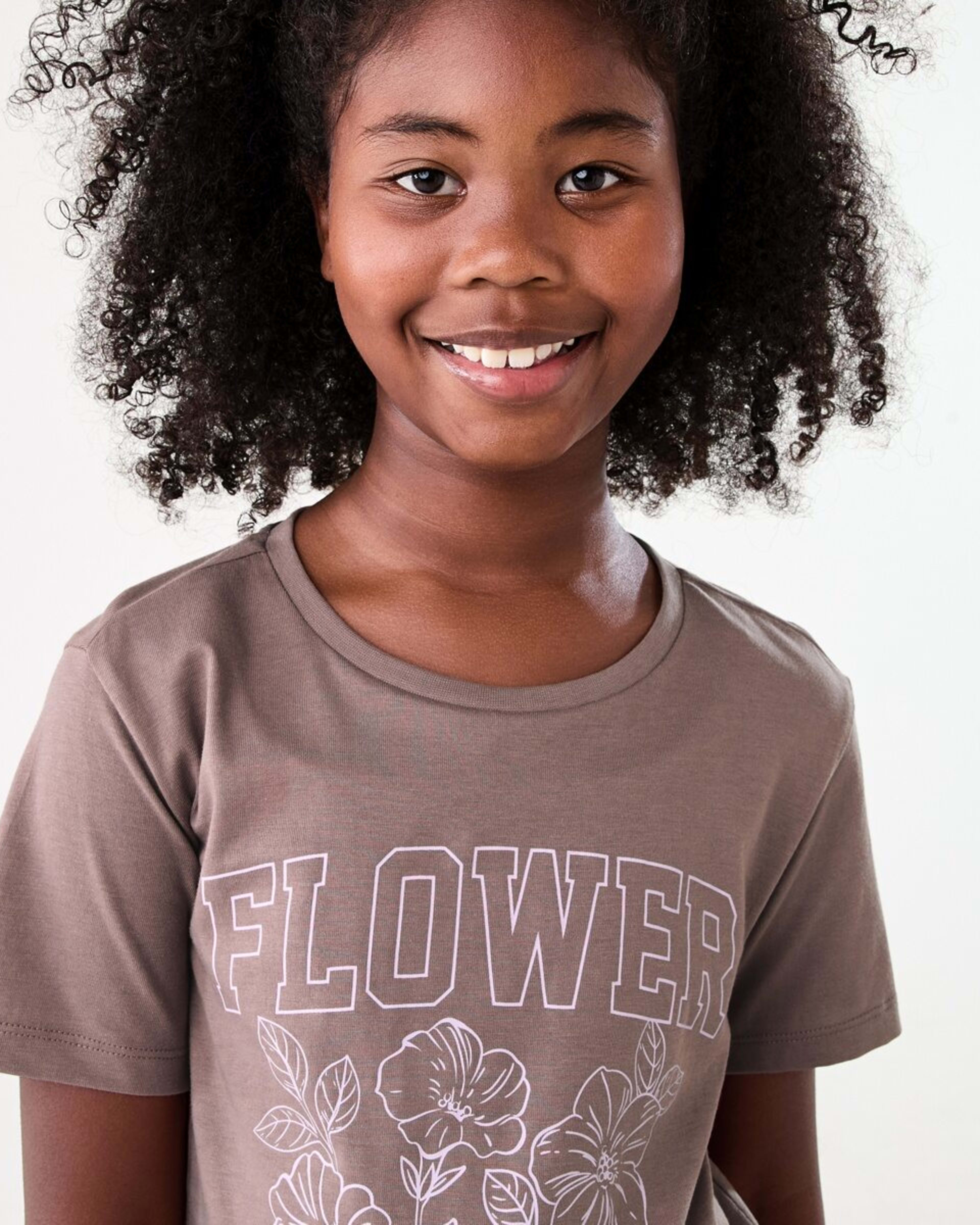 3 Short Sleeve Print T-shirt FLOWER MARKET WOOD TAUPE, 3 of 6