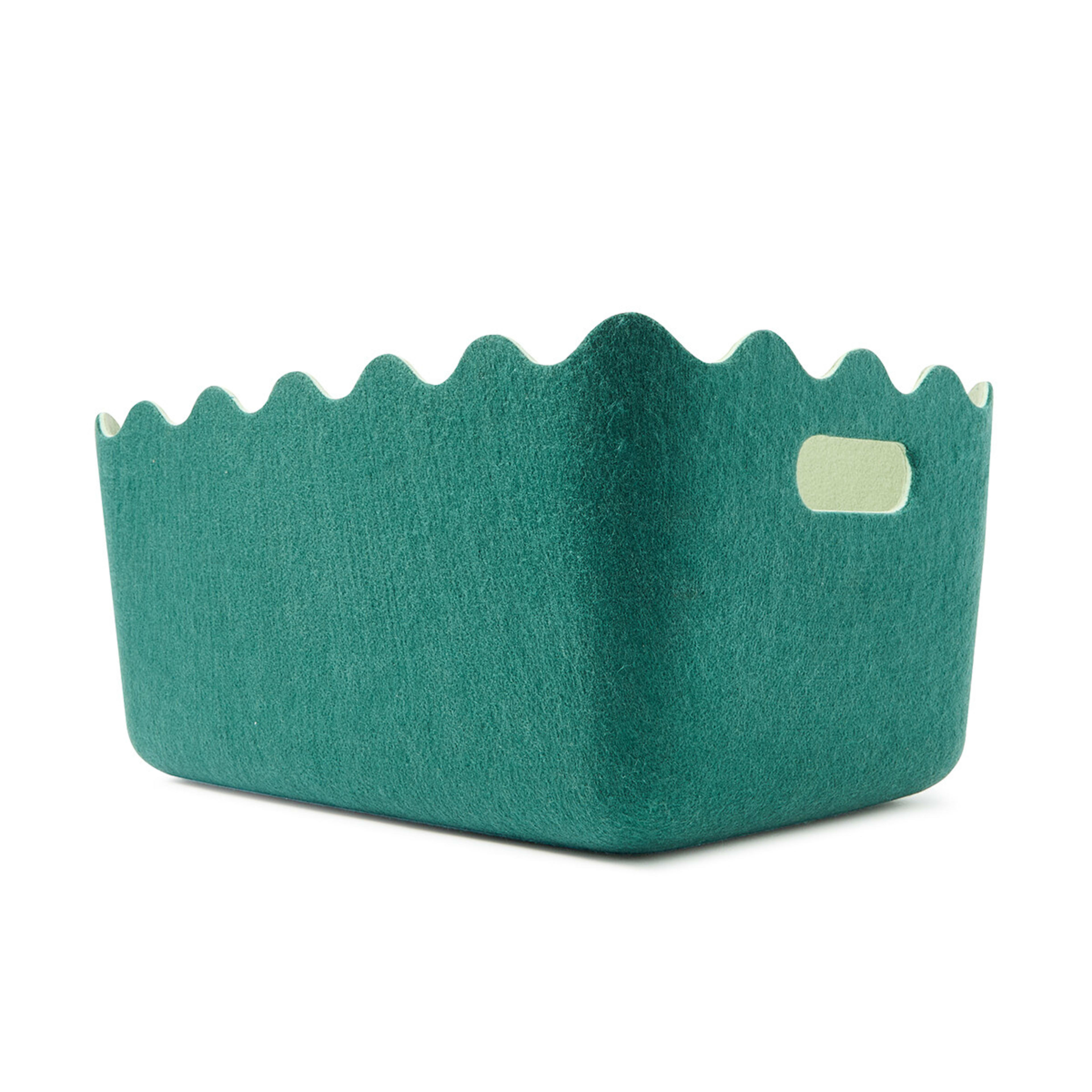 8 Two Tone Wave Felt Basket - Green, 8 of 8