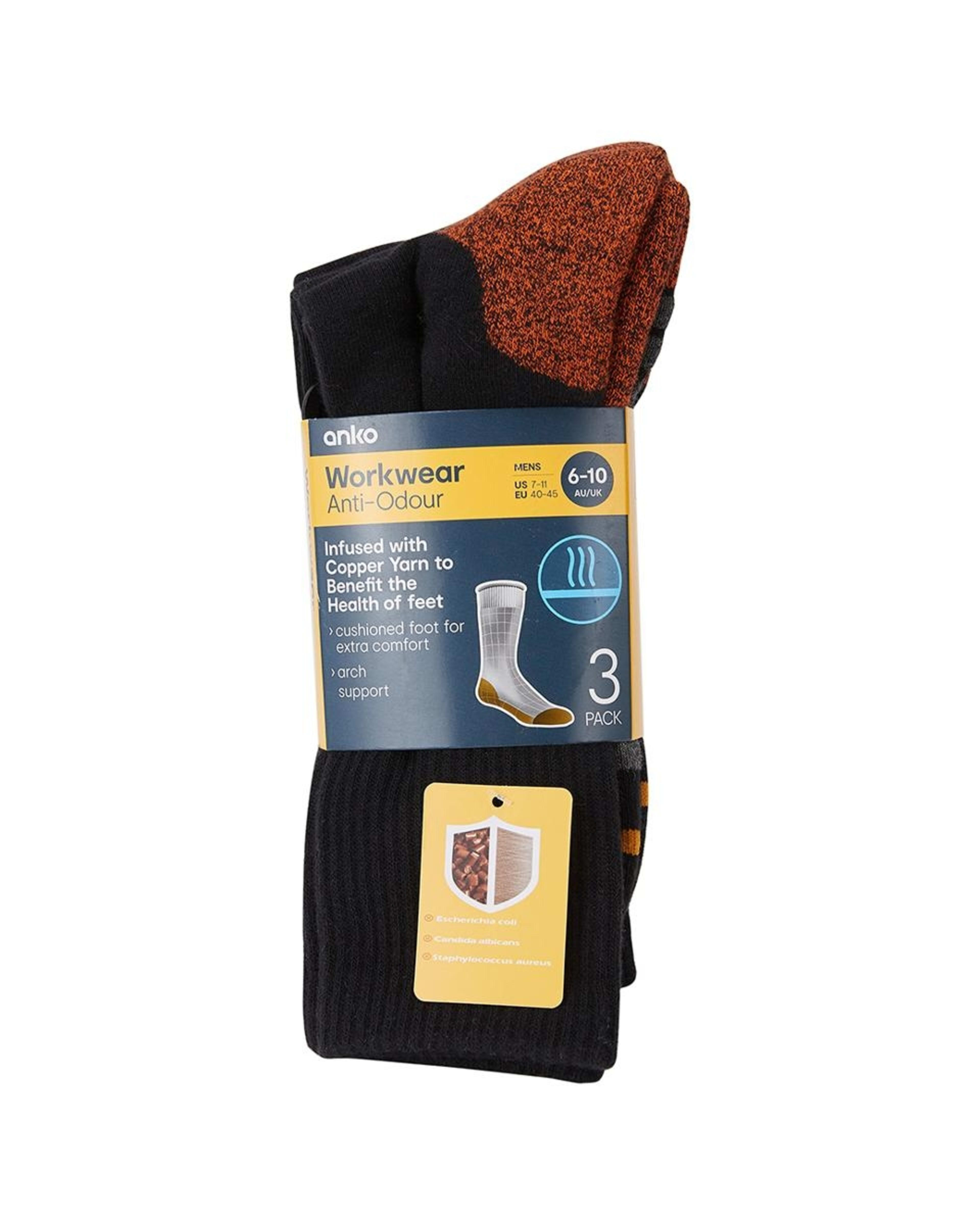 3 3 Pack Anti Odour Boot Socks BLACK, 3 of 3