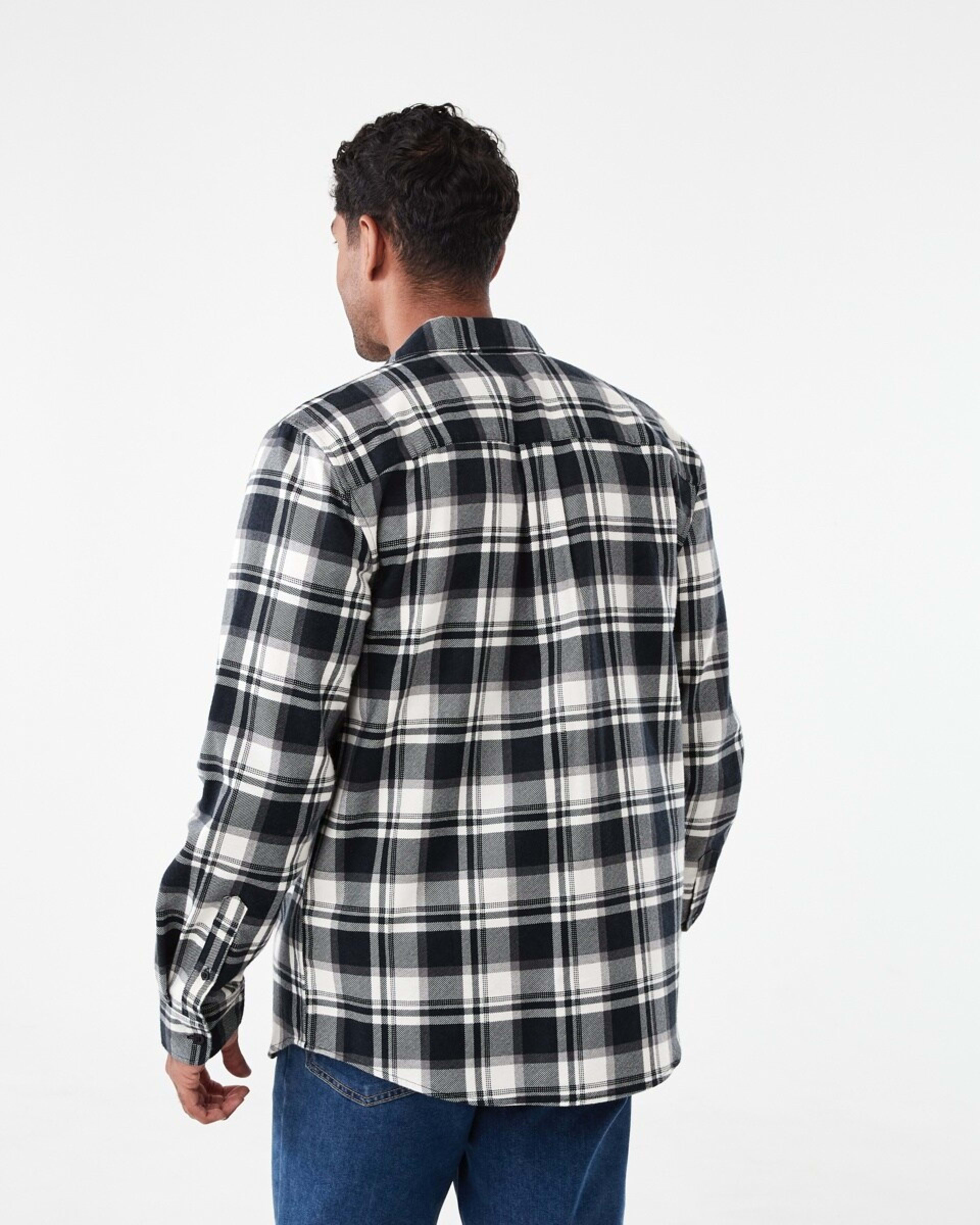 4 Long Sleeve Printed Plaid Shirt Blk Check, 4 of 7
