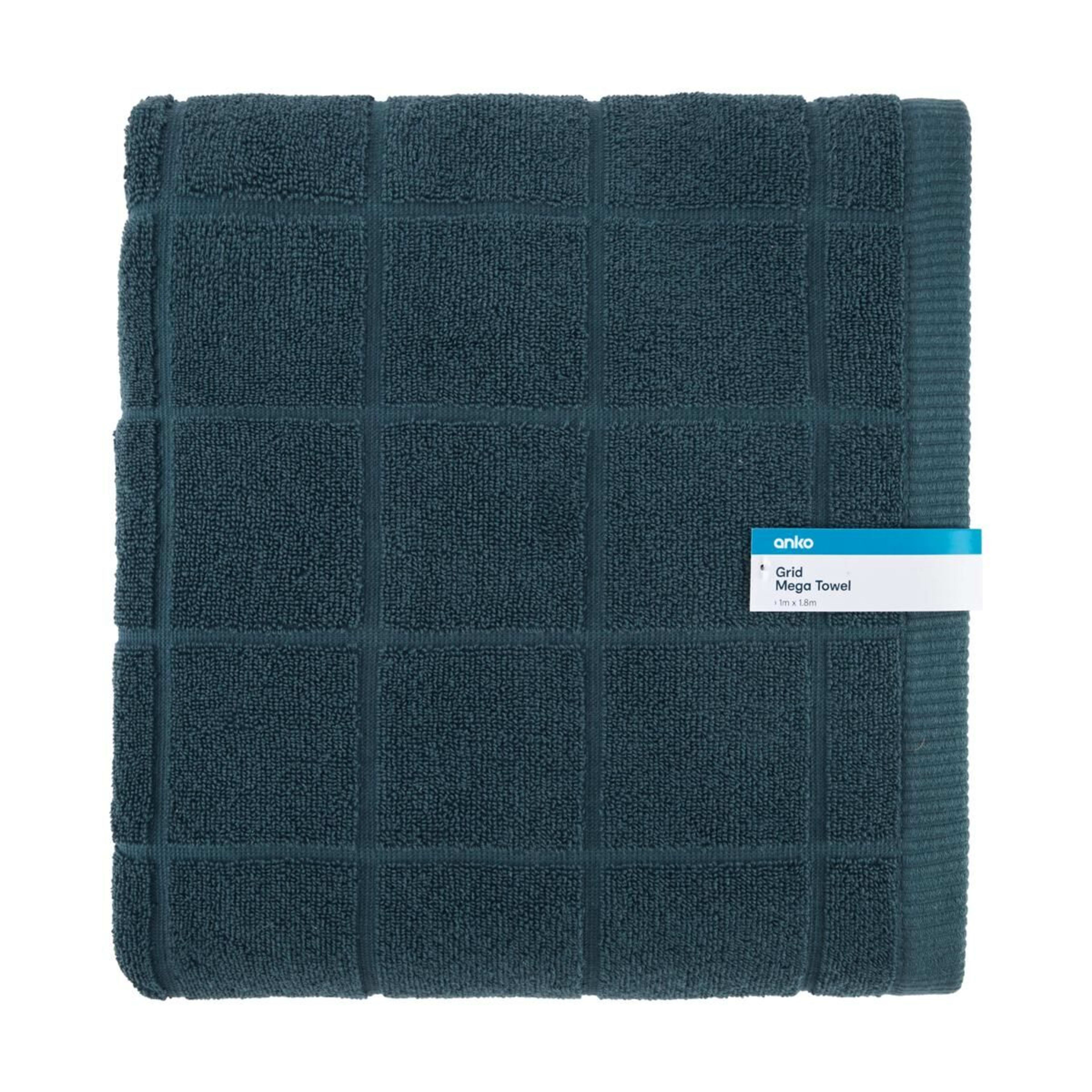 5 Cotton Grid Mega Towel - Teal, 5 of 5