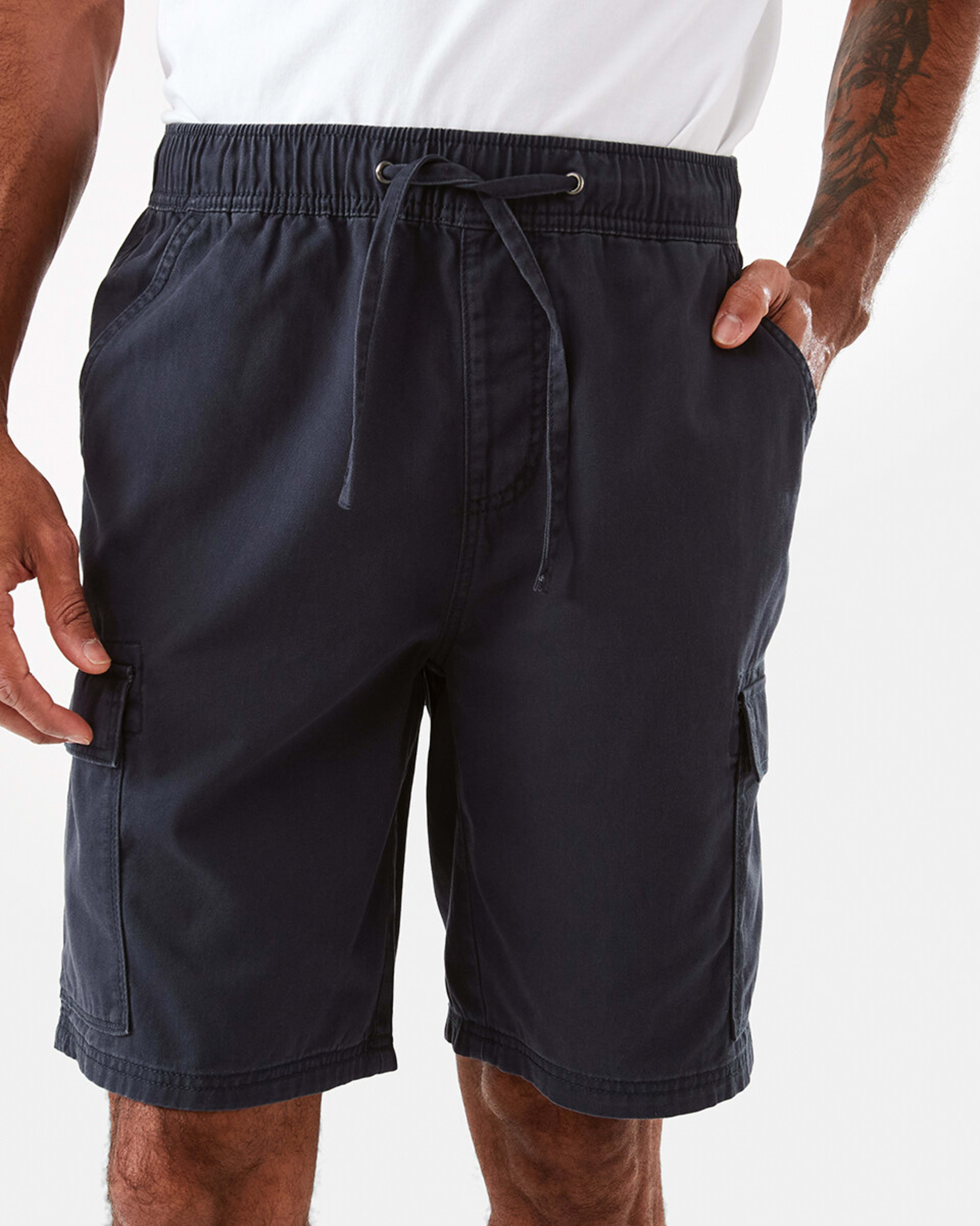 1 Elastic Waist Cargo Shorts Paris Blu