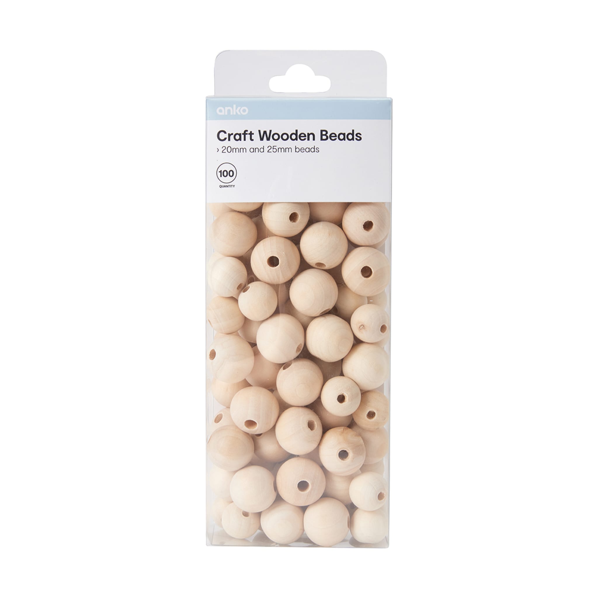 100 Piece Craft Wooden Beads Kmart