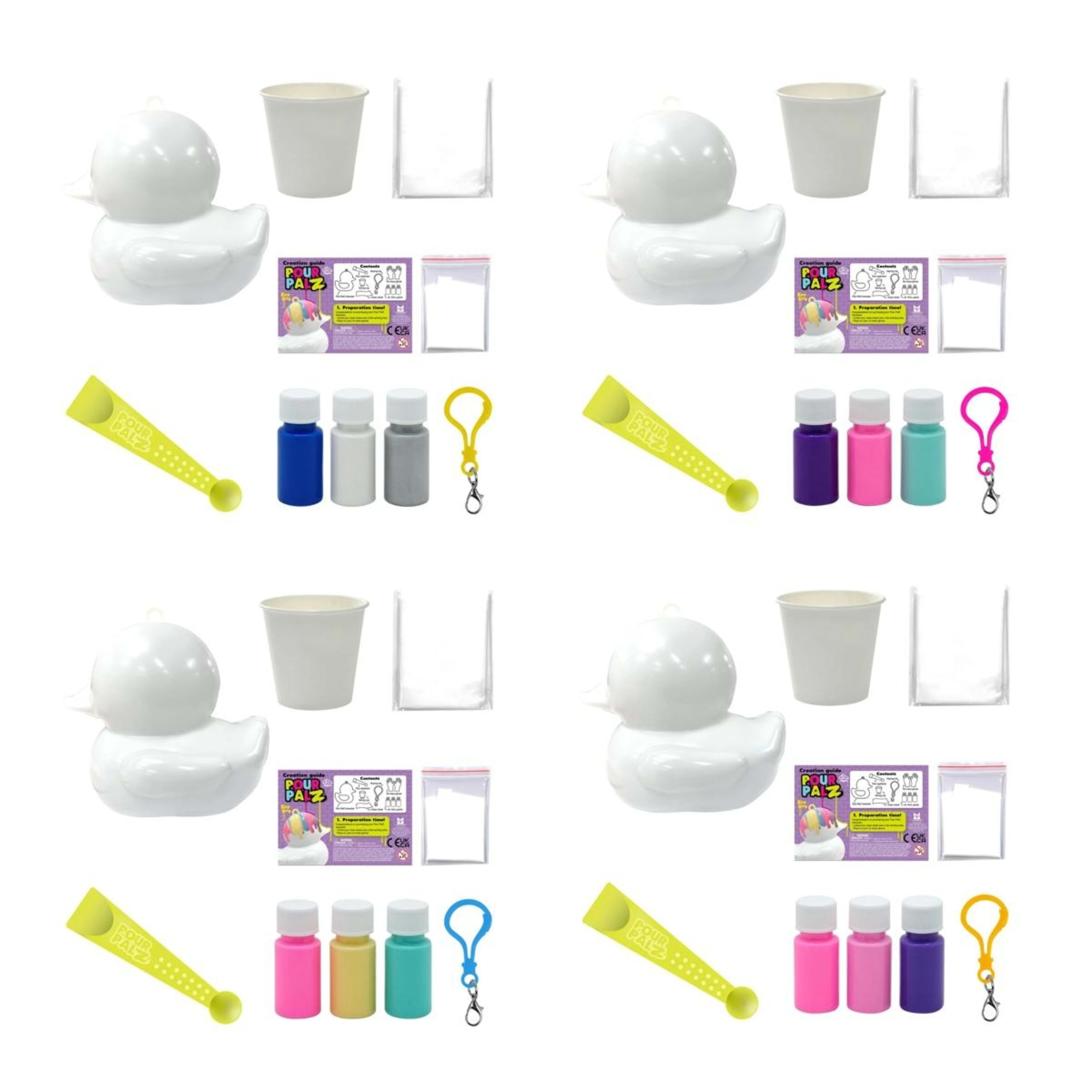 4 Pour Palz Mini Paint Duck Keyring - Assorted, 4 of 5