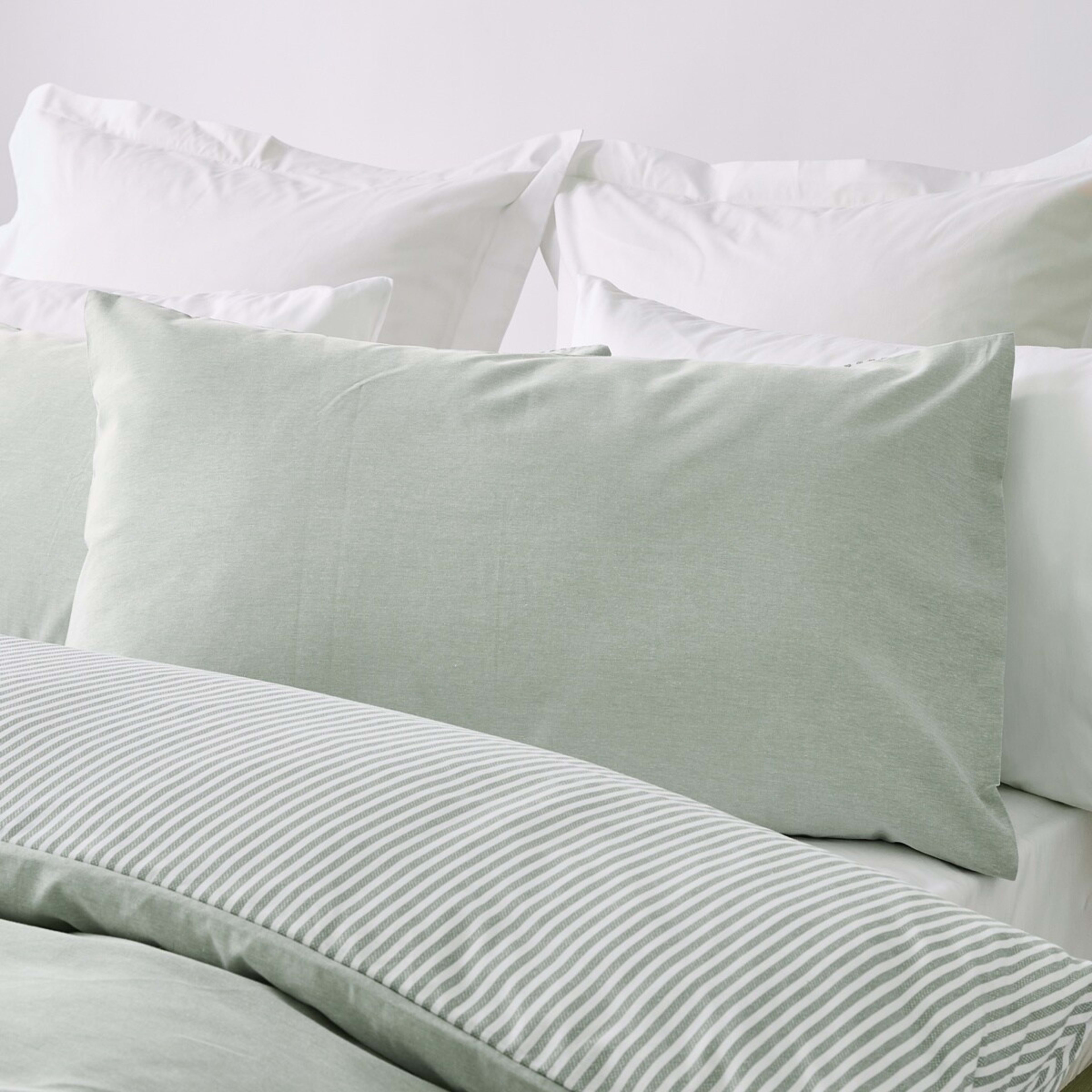 3 Chambray Cotton Rich Reversible Quilt Cover Set - Queen Bed, Seagrass, 3 of 7
