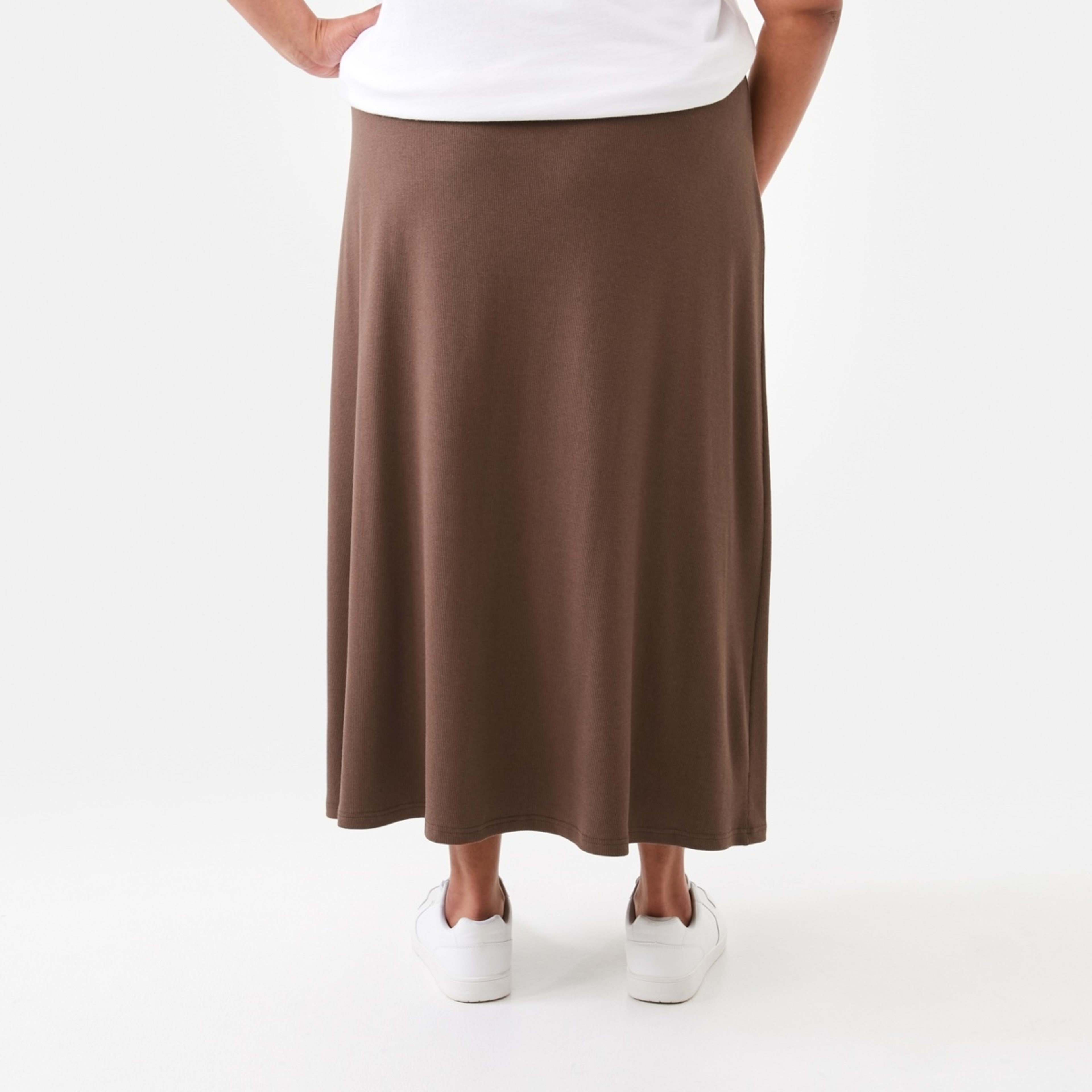 3 Curve Knit Midi Skirt Walnut, 3 of 6