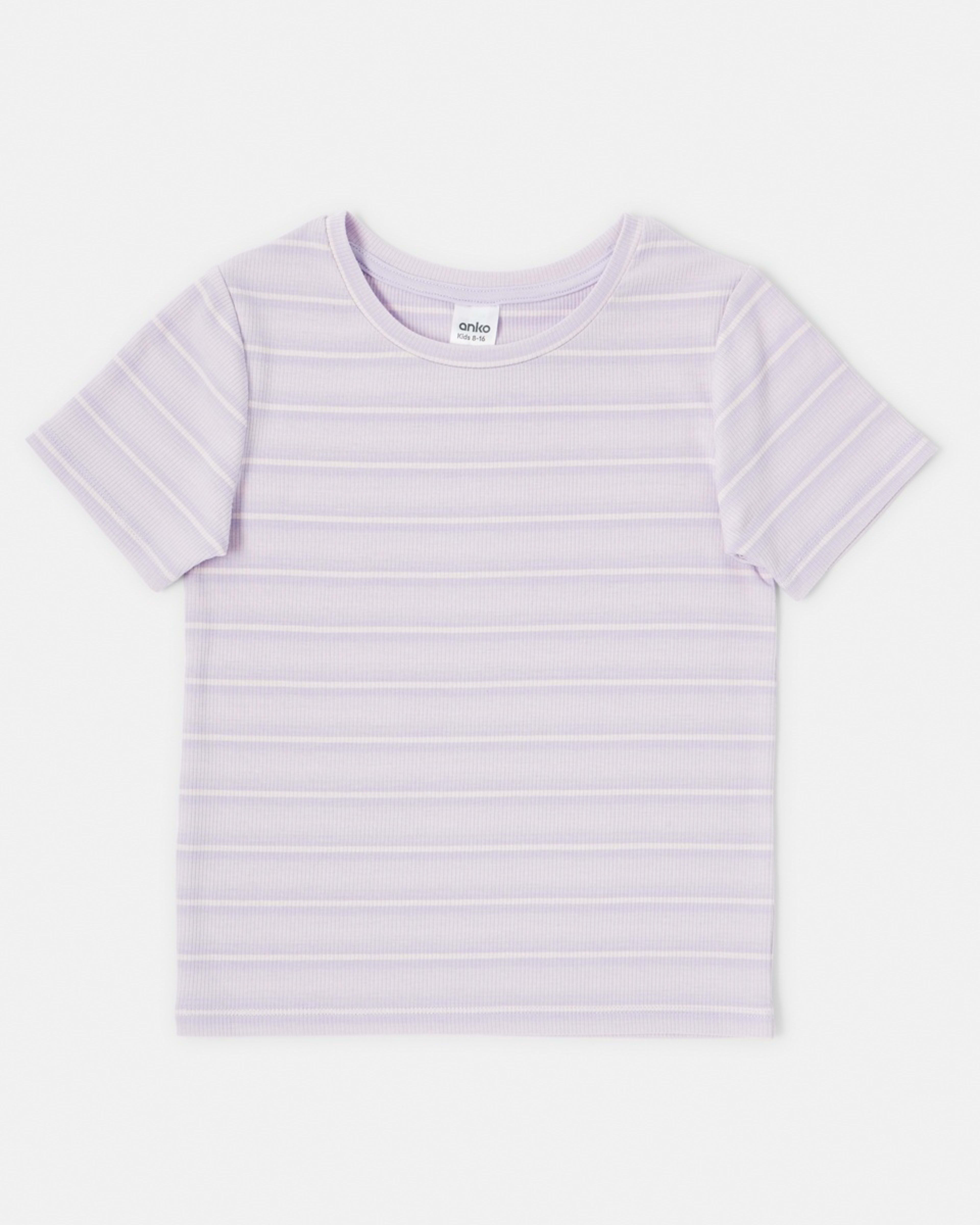 8 Short Sleeve Rib Top Pur Stripe, 8 of 9
