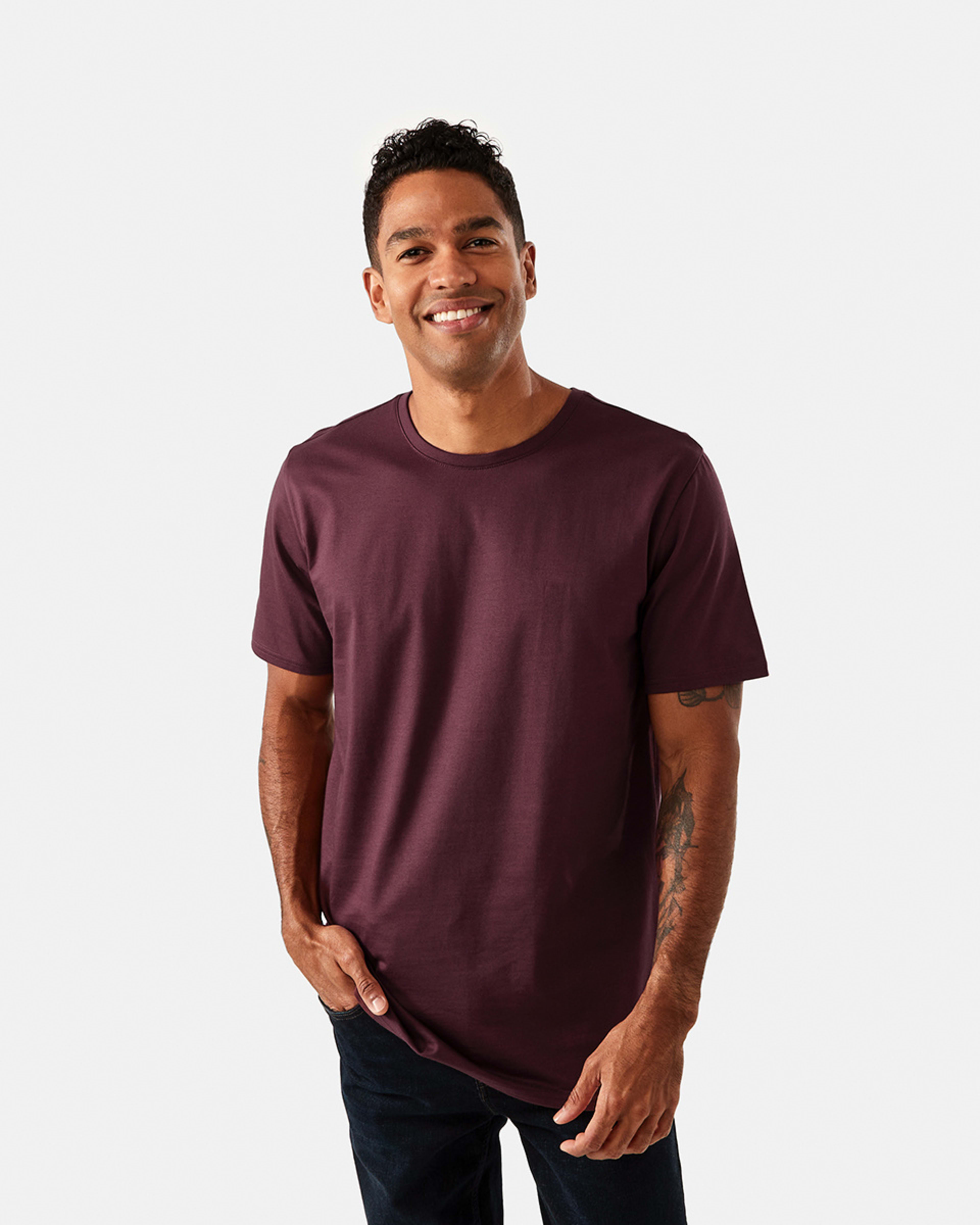 1 Australian Grown Cotton Crew Neck T-shirt Vnyrd Wine, 1 of 6