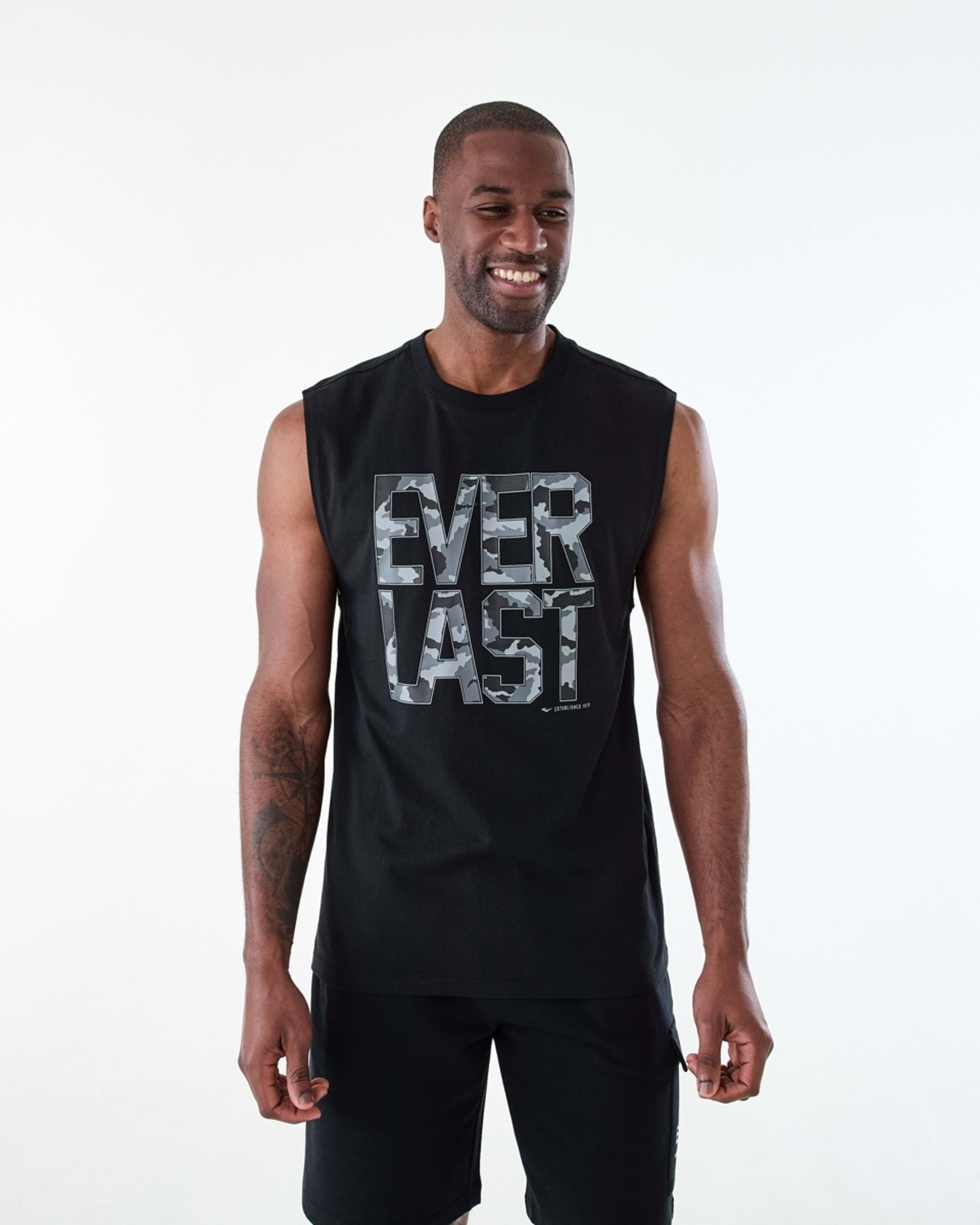 1 Everlast Mens Camo Print Muscle EVERLAST BLACK