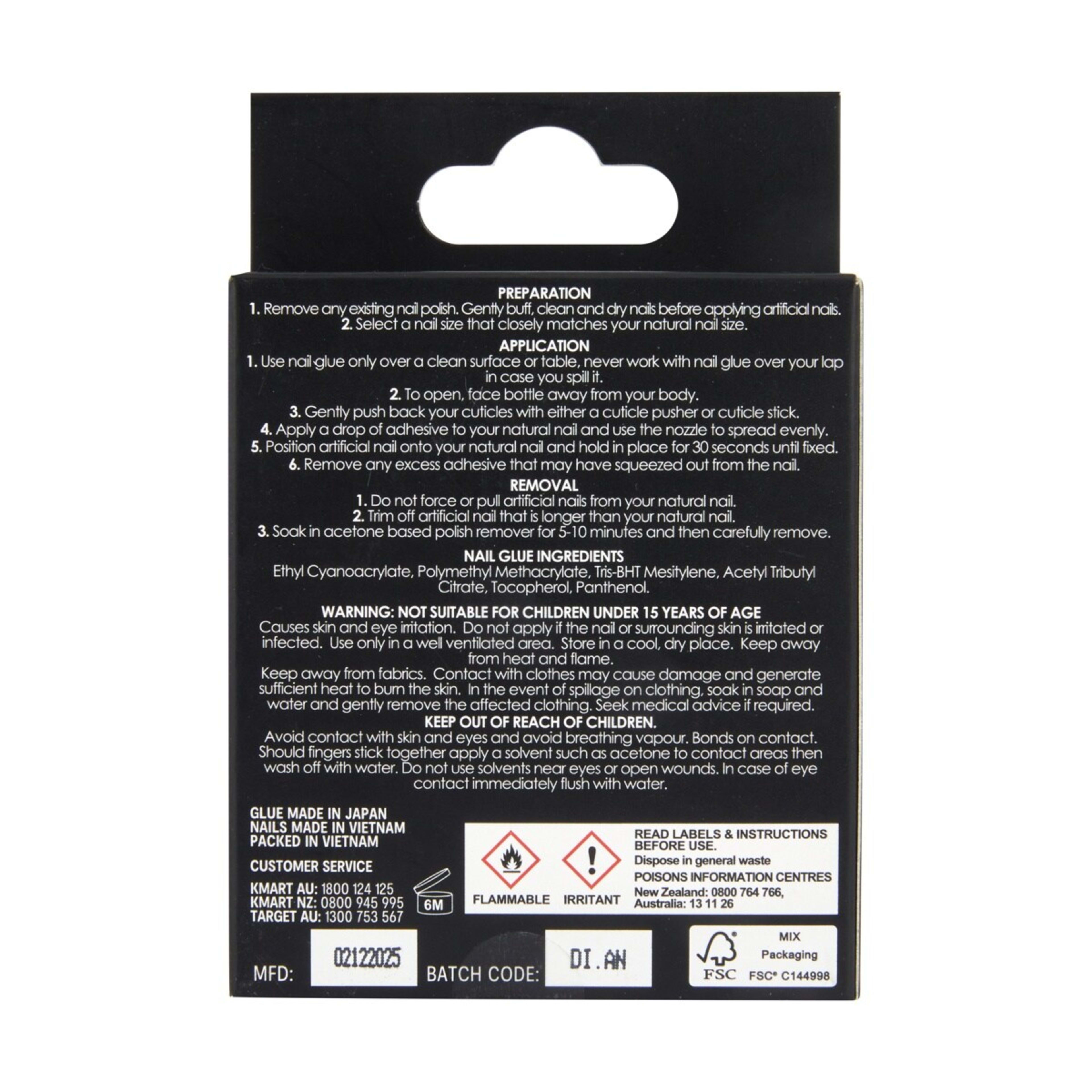 2 OXX Cosmetics 24 Pack Artificial Nails with Adhesive - Almond Shape, French Tip and Hearts, 2 of 5