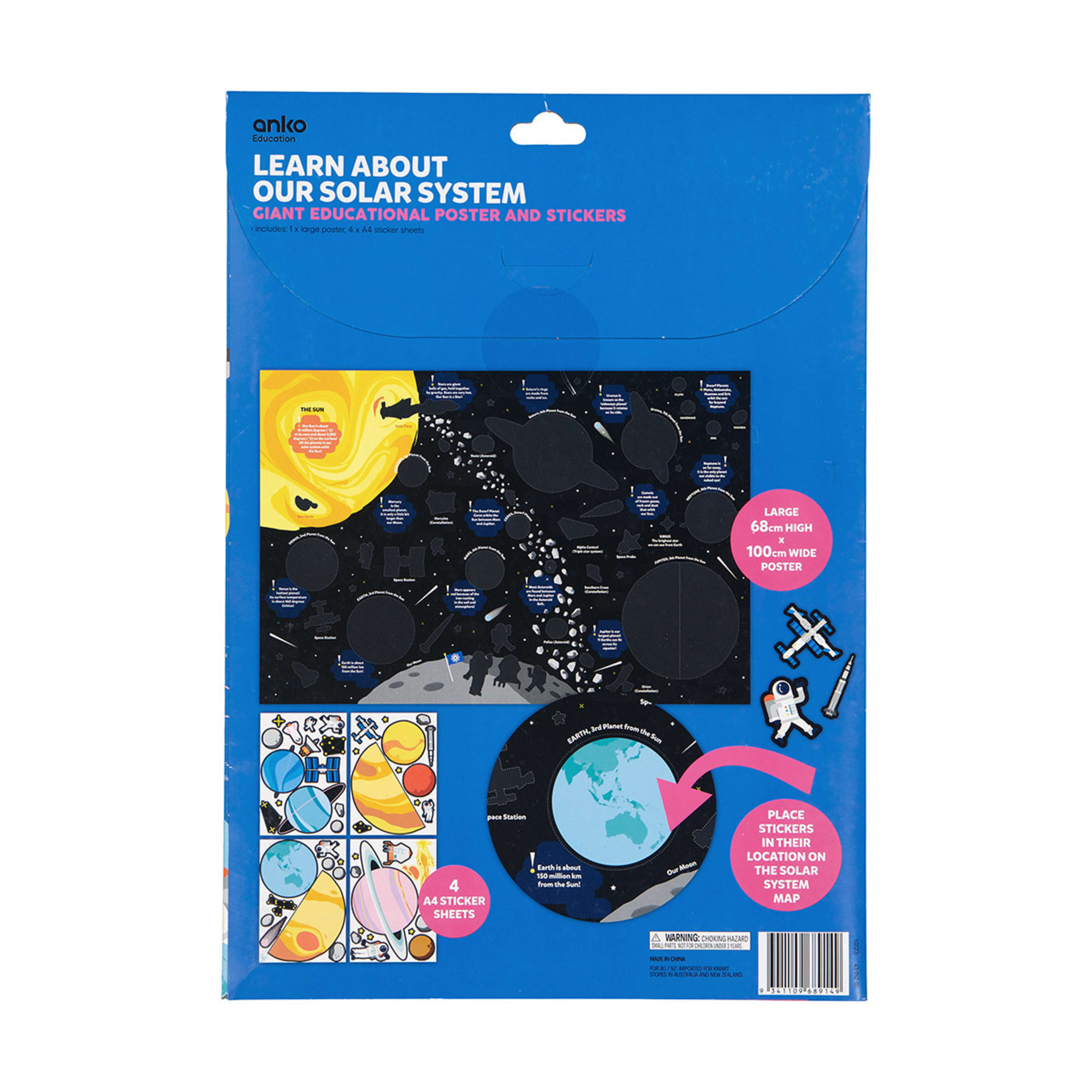 Learn About Our Solar System Giant Educational Poster and Stickers Kmart