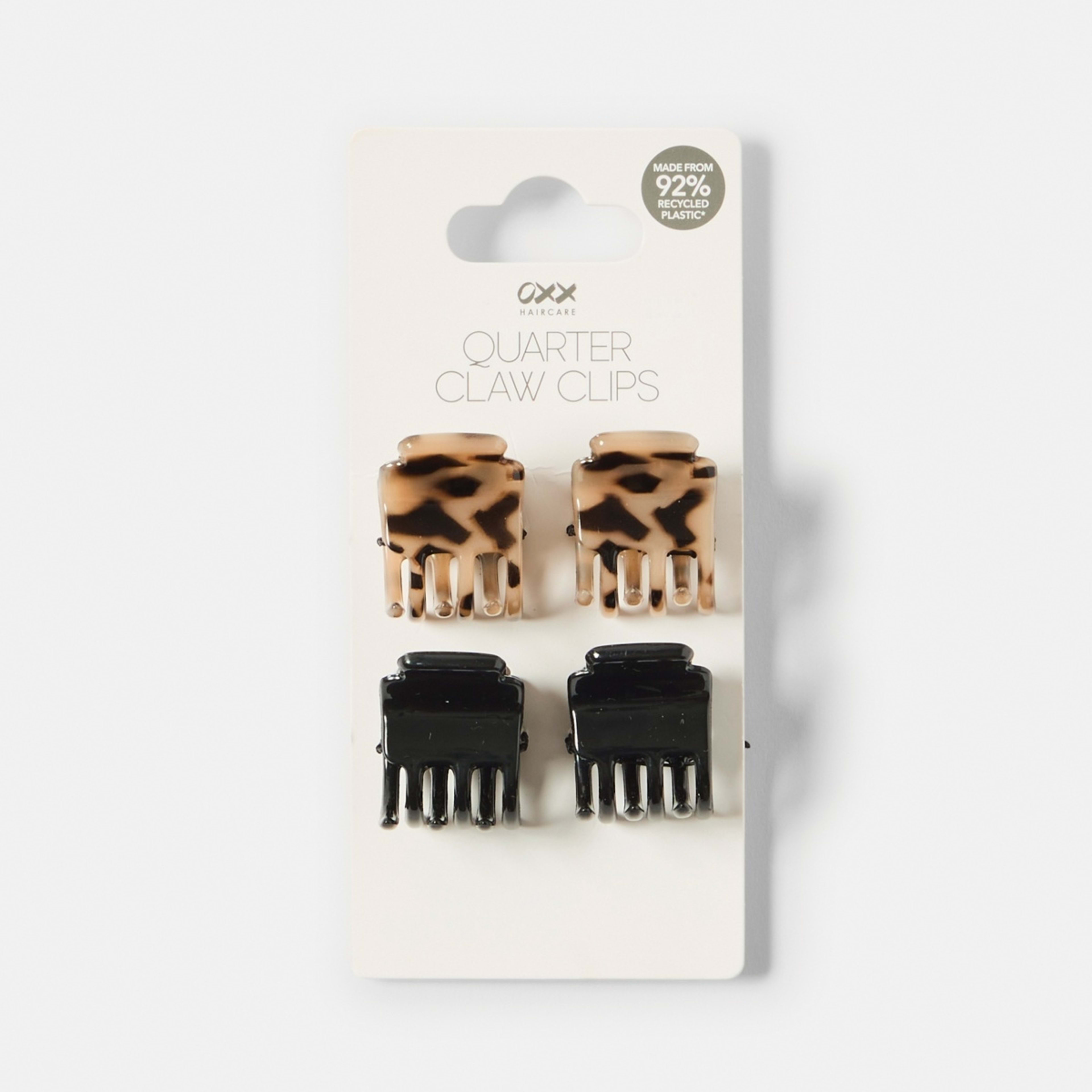 4 OXX Haircare 4 Pack Brown & Black Quarter Claw Clips, 4 of 4