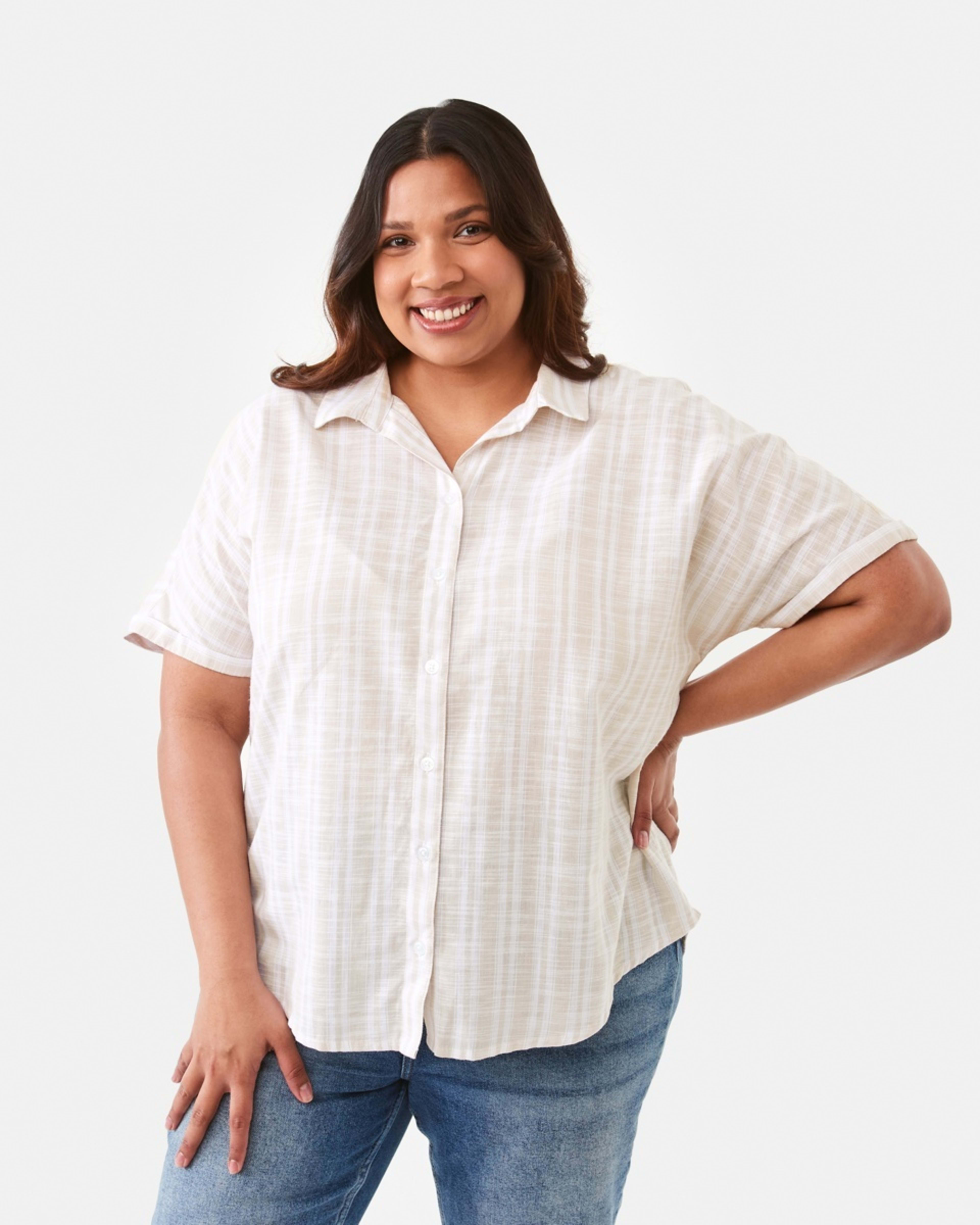 1 Curve Short Sleeve Relaxed Shirt Kate Str N