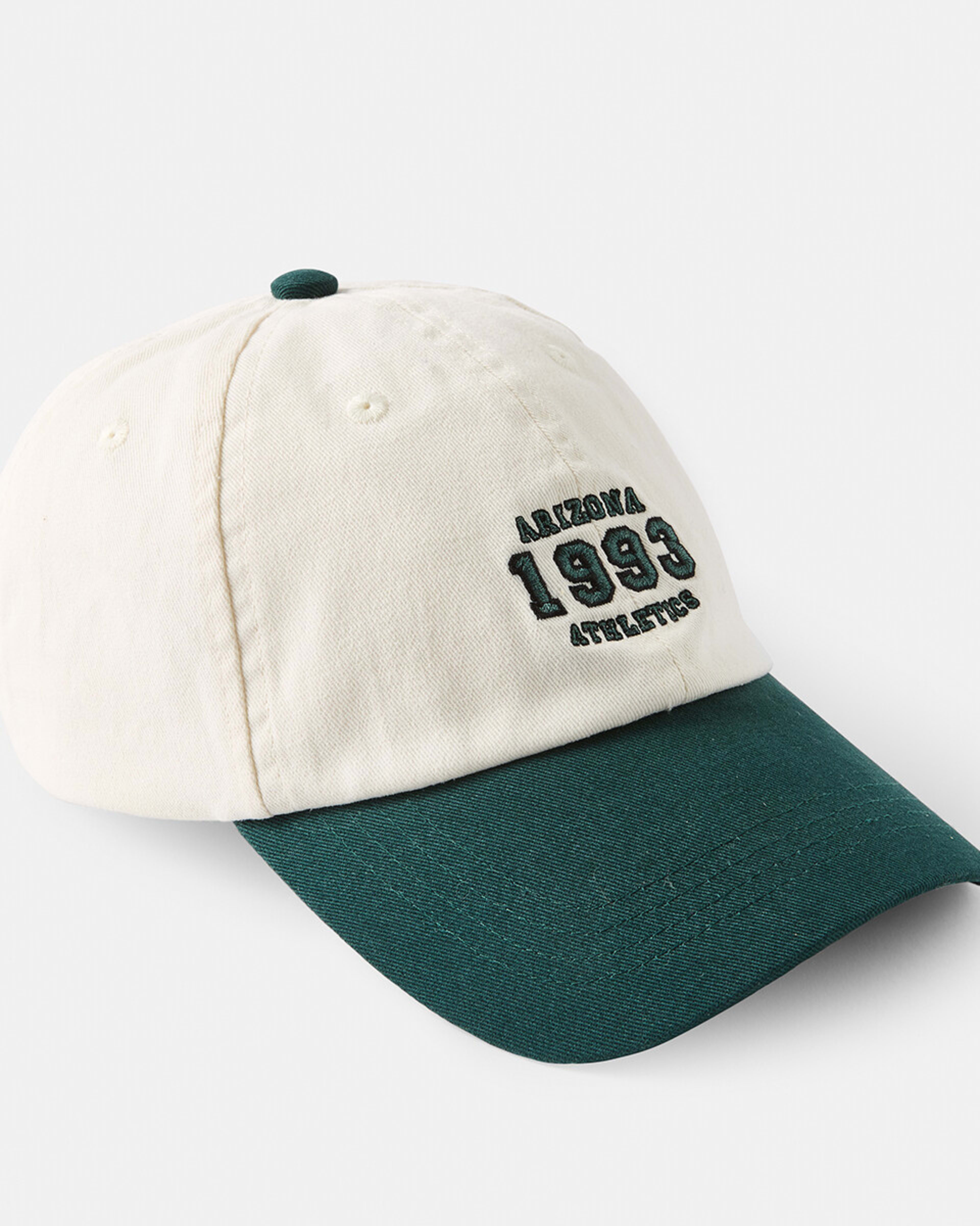 1 Unstructured Baseball Cap WHITE GREEN CAP, 1 of 4