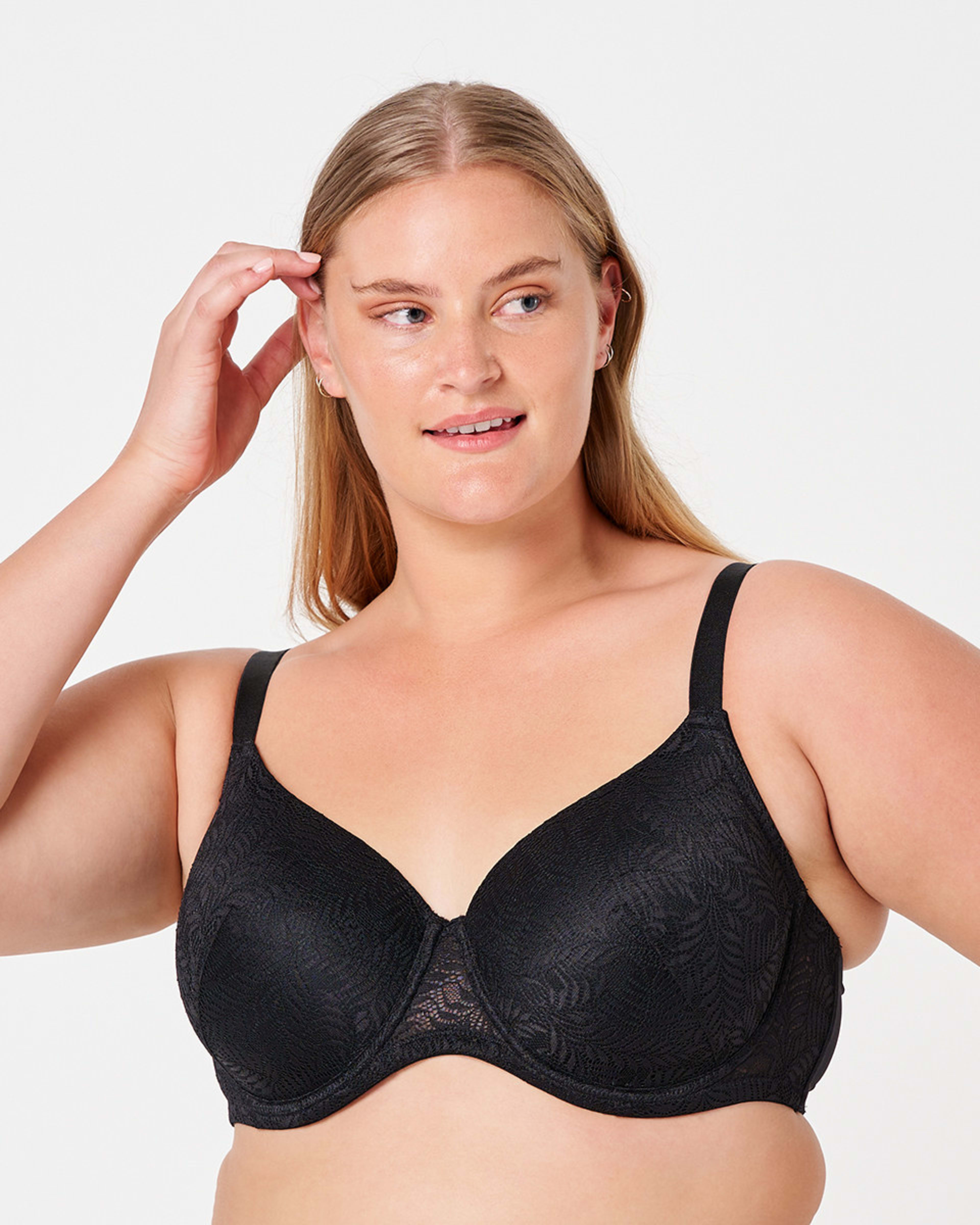 1 Full Figure Lace T-Shirt Bra BLACK