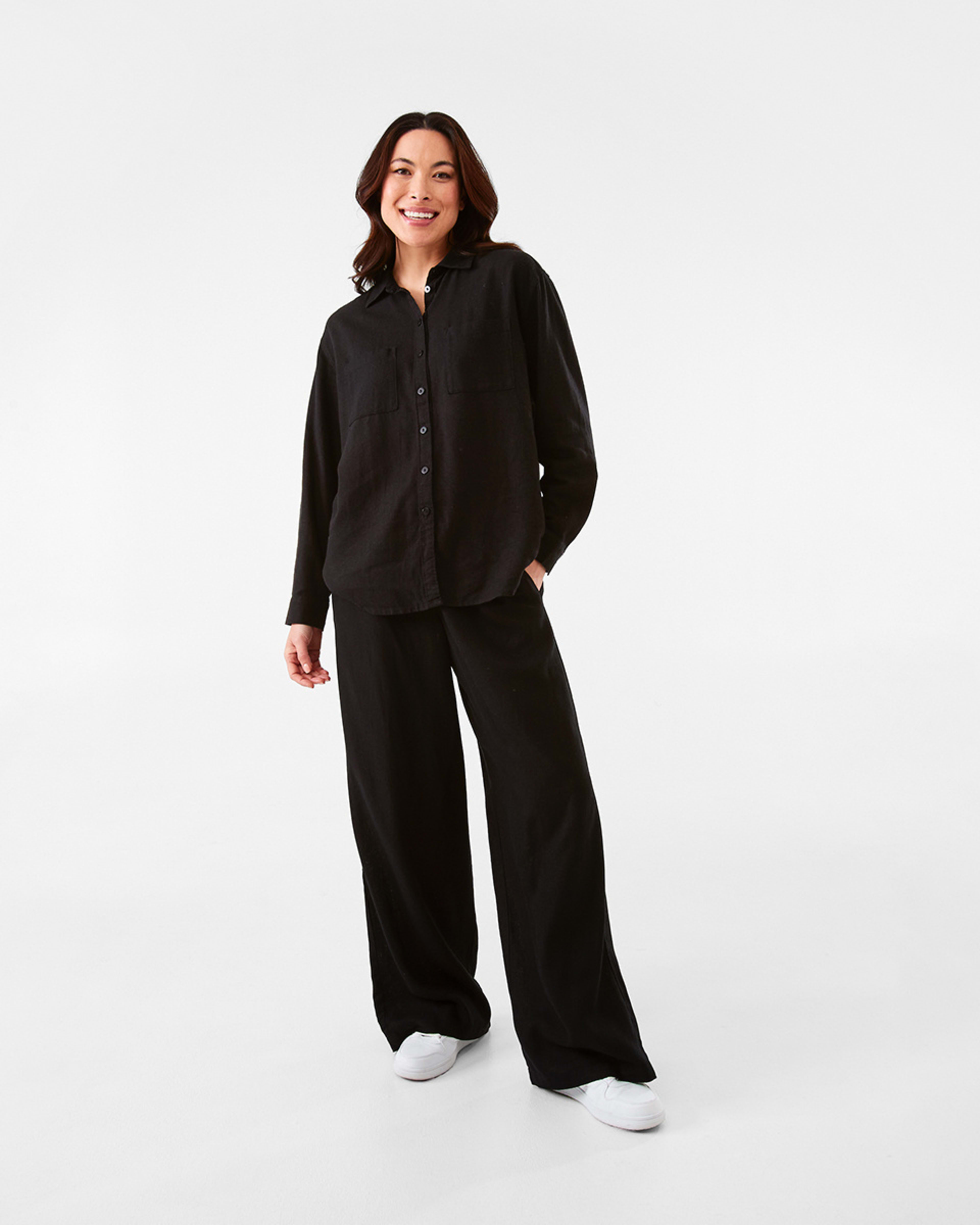 7 Linen Blend Wide Leg Pants Black, 7 of 7