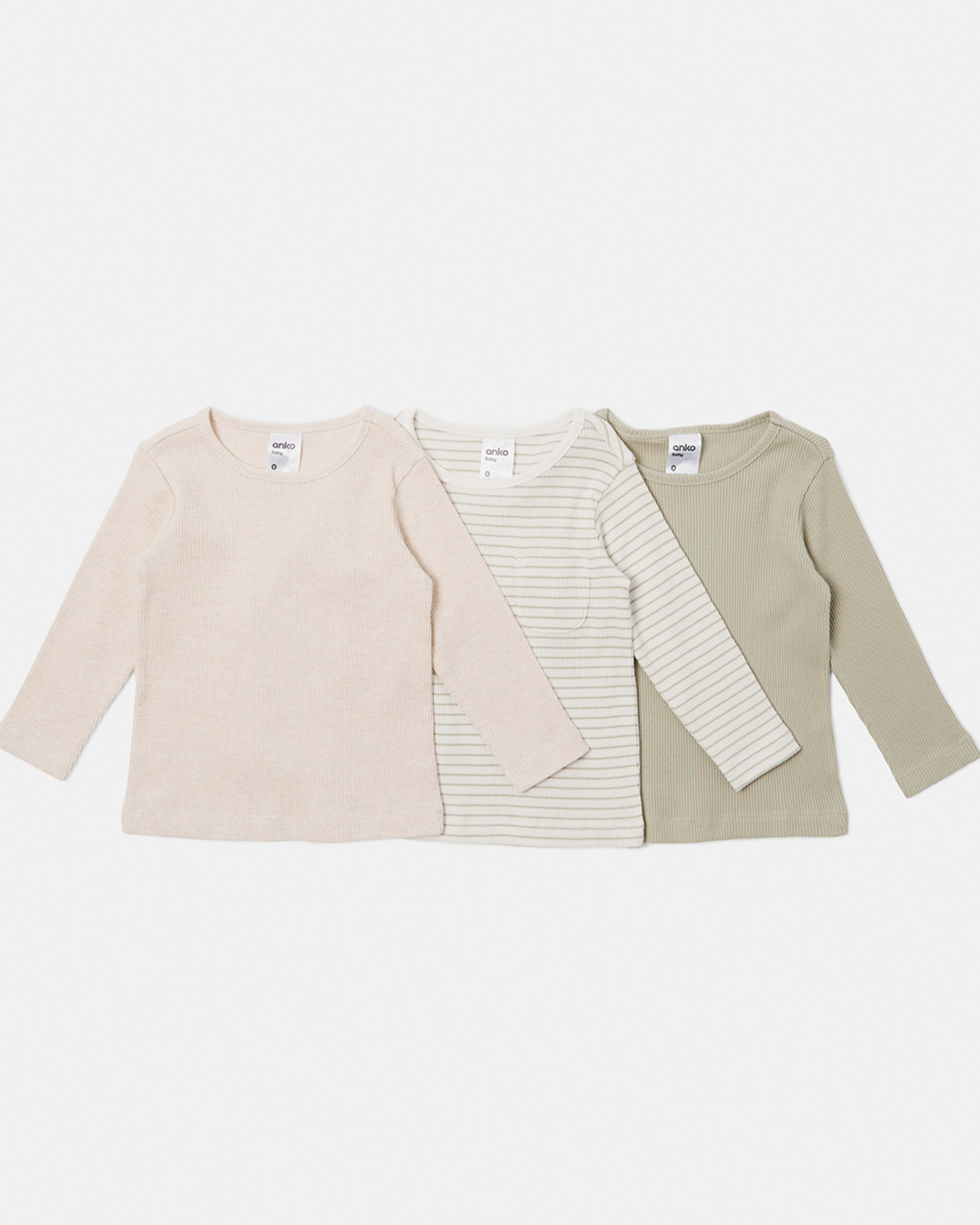 3 Pack Organic Cotton Long Sleeve T-shirts
