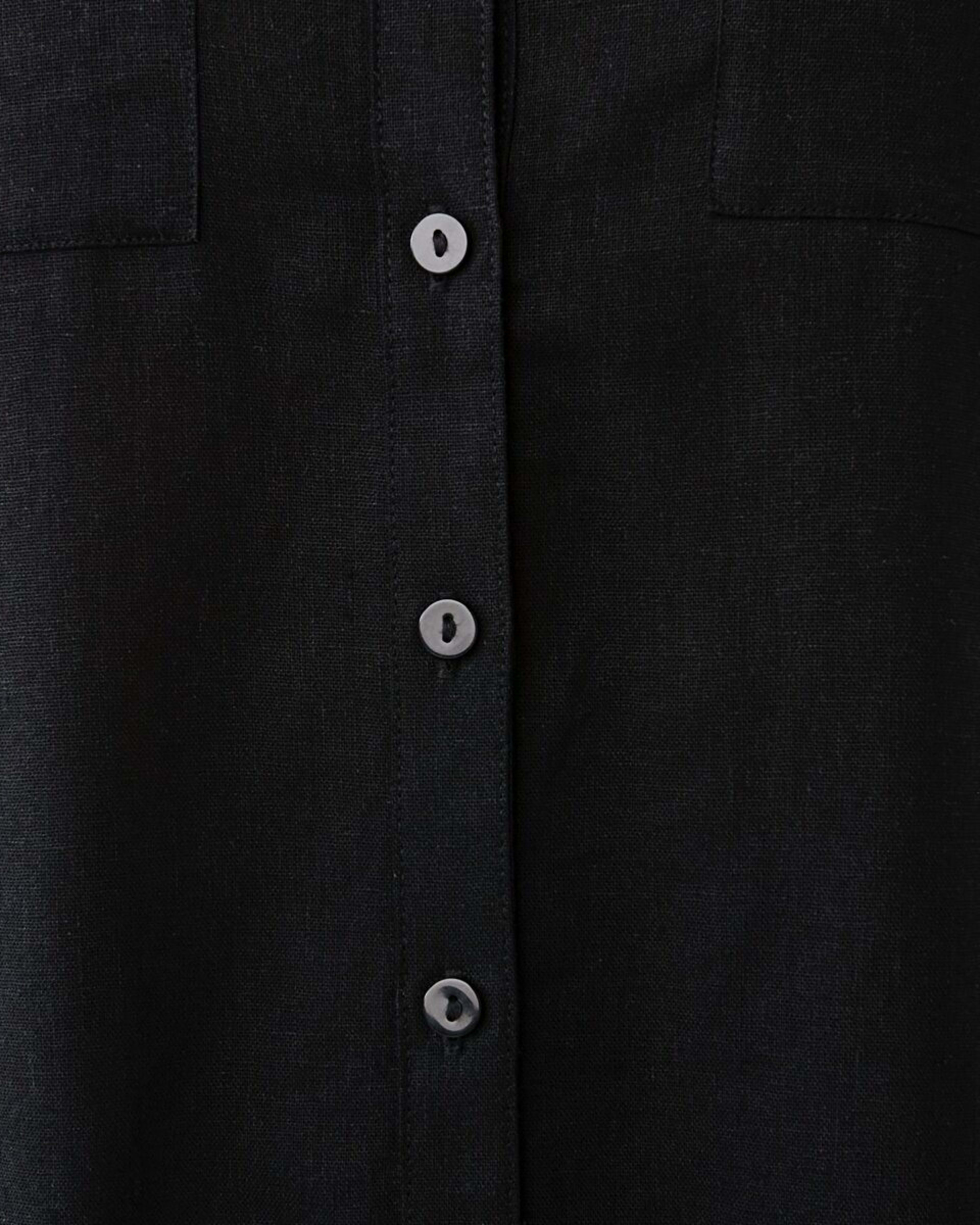 5 Long Sleeve Linen Blend Shirt Black, 5 of 5
