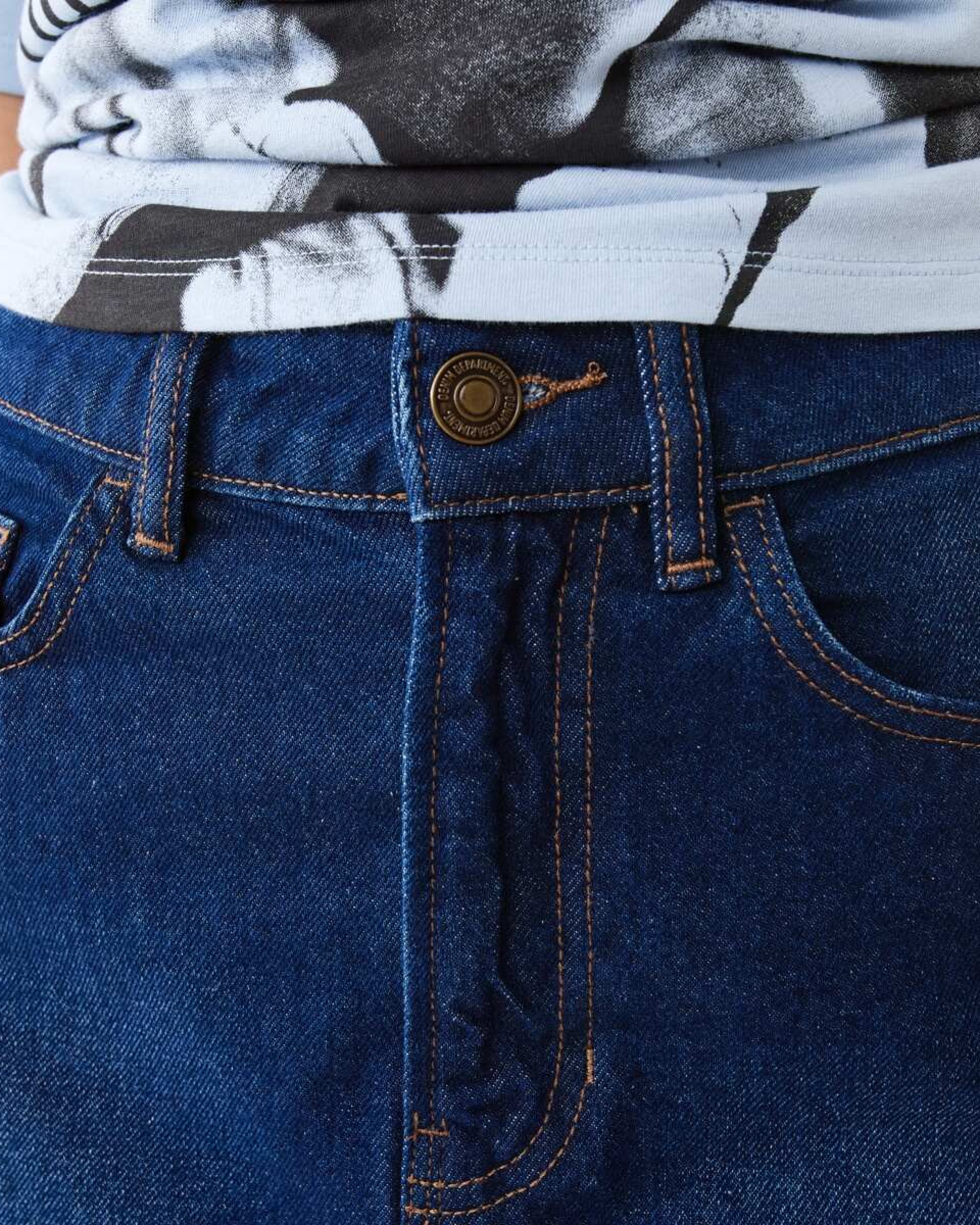 6 Denim A-line Mini Skirt MID WASH, 6 of 10