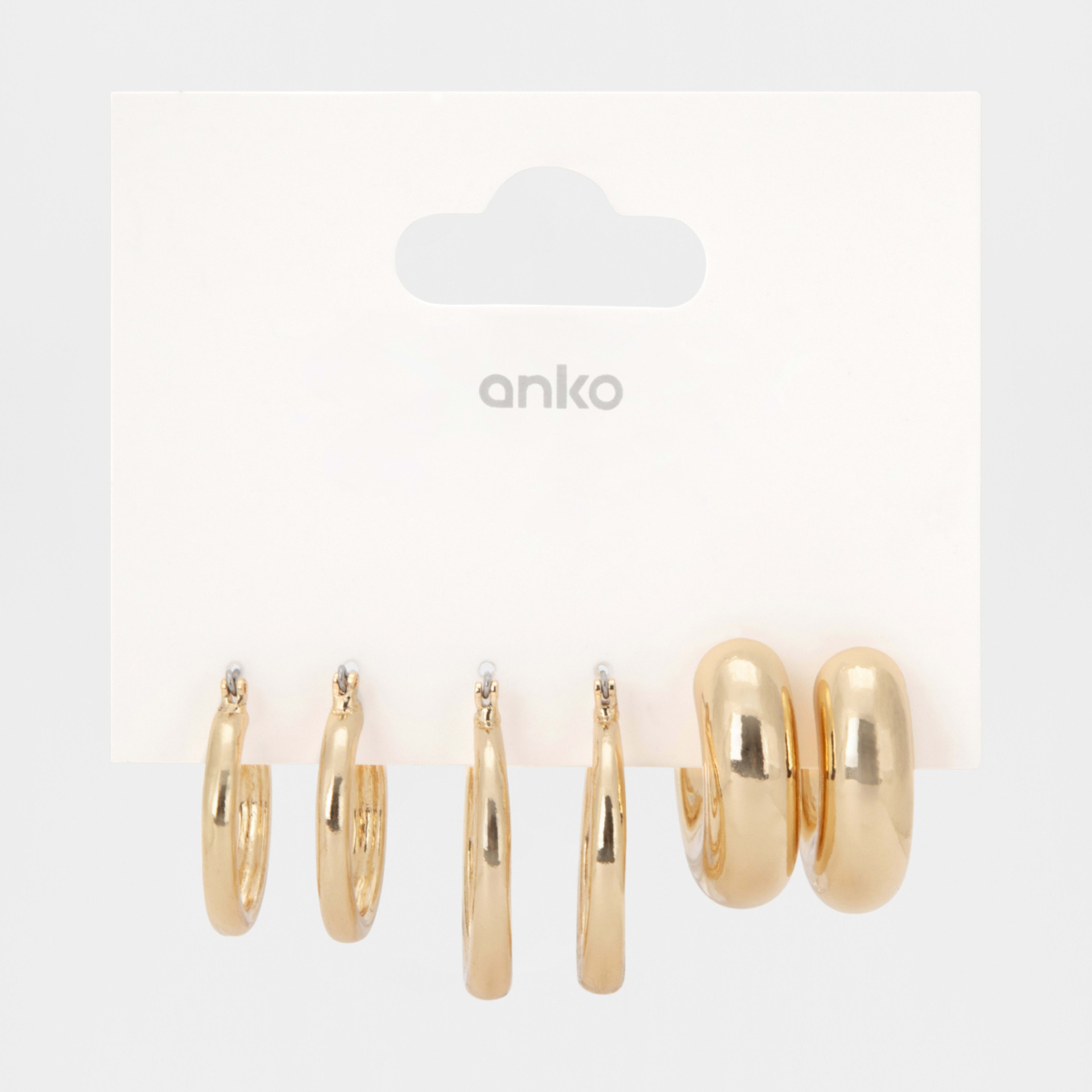 4 3 Pack Mini Hoop Earrings - Gold Tone, 4 of 4