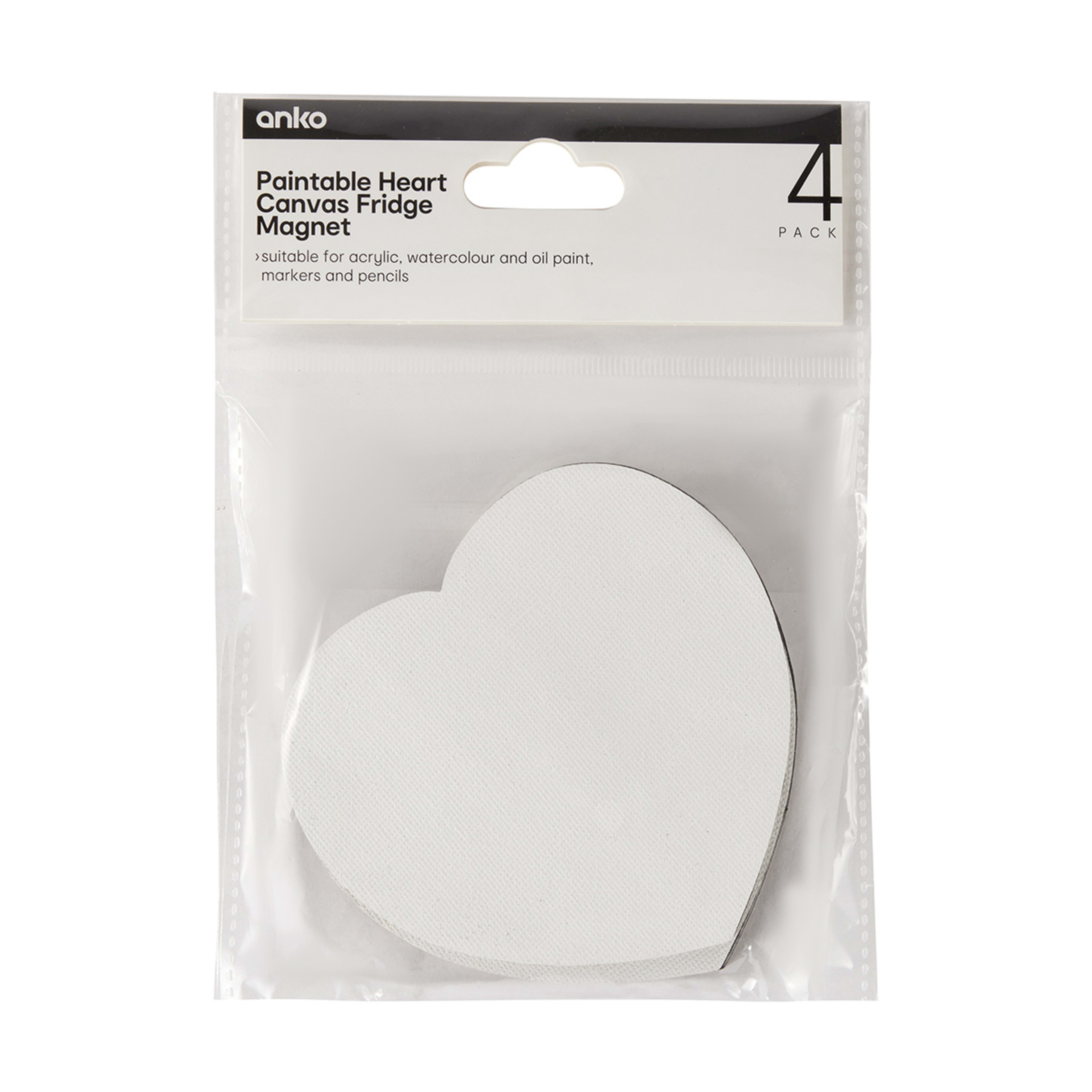 1 4 Pack Paintable Heart Canvas Fridge Magnets, 1 of 6