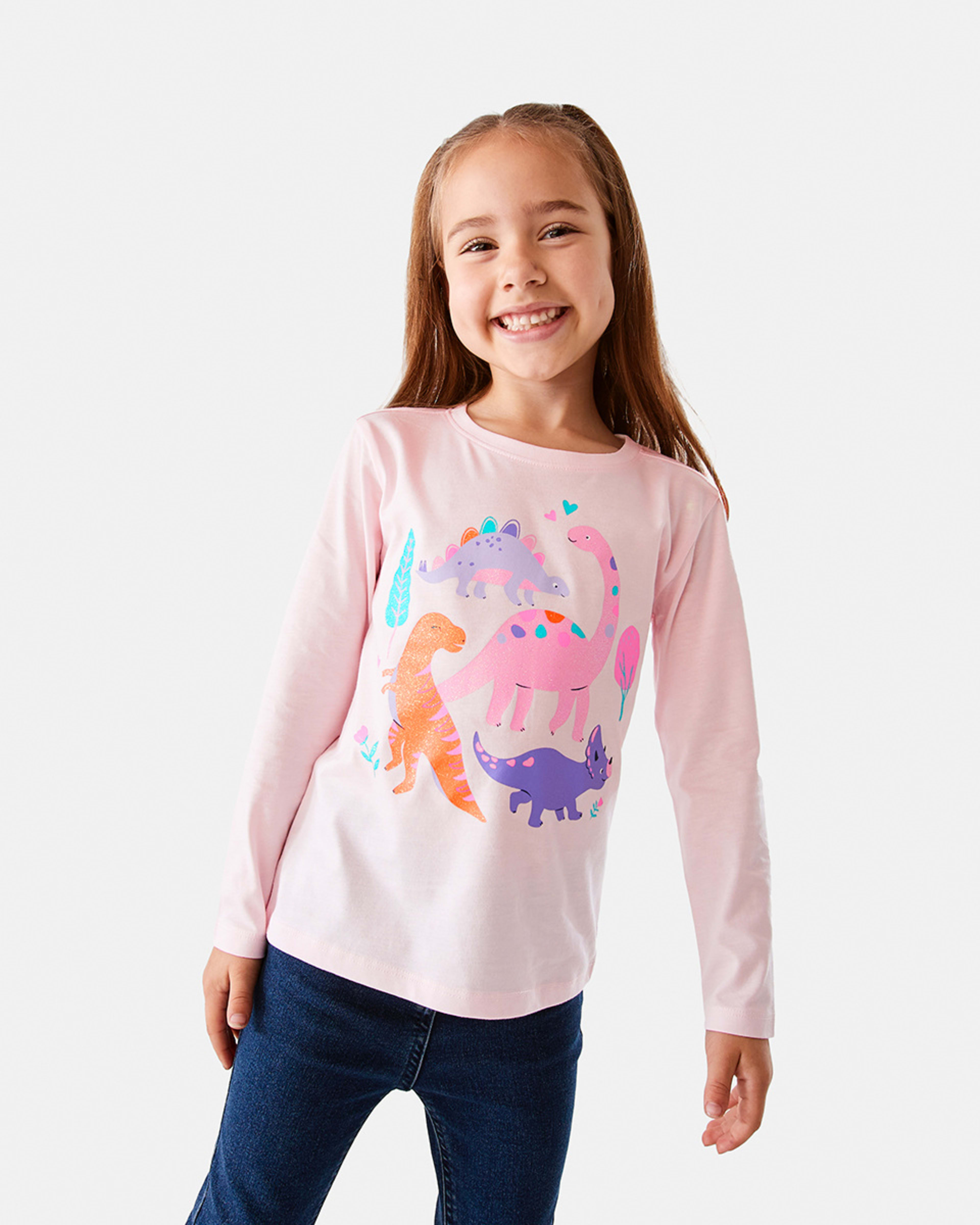 1 Long Sleeve Placement Print T-shirt Dinosaurs, 1 of 8