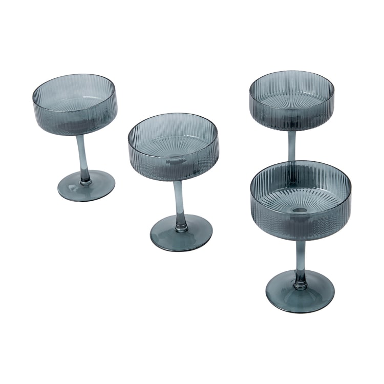 4 Smoke Linear Coupe Champagne Glasses Kmart
