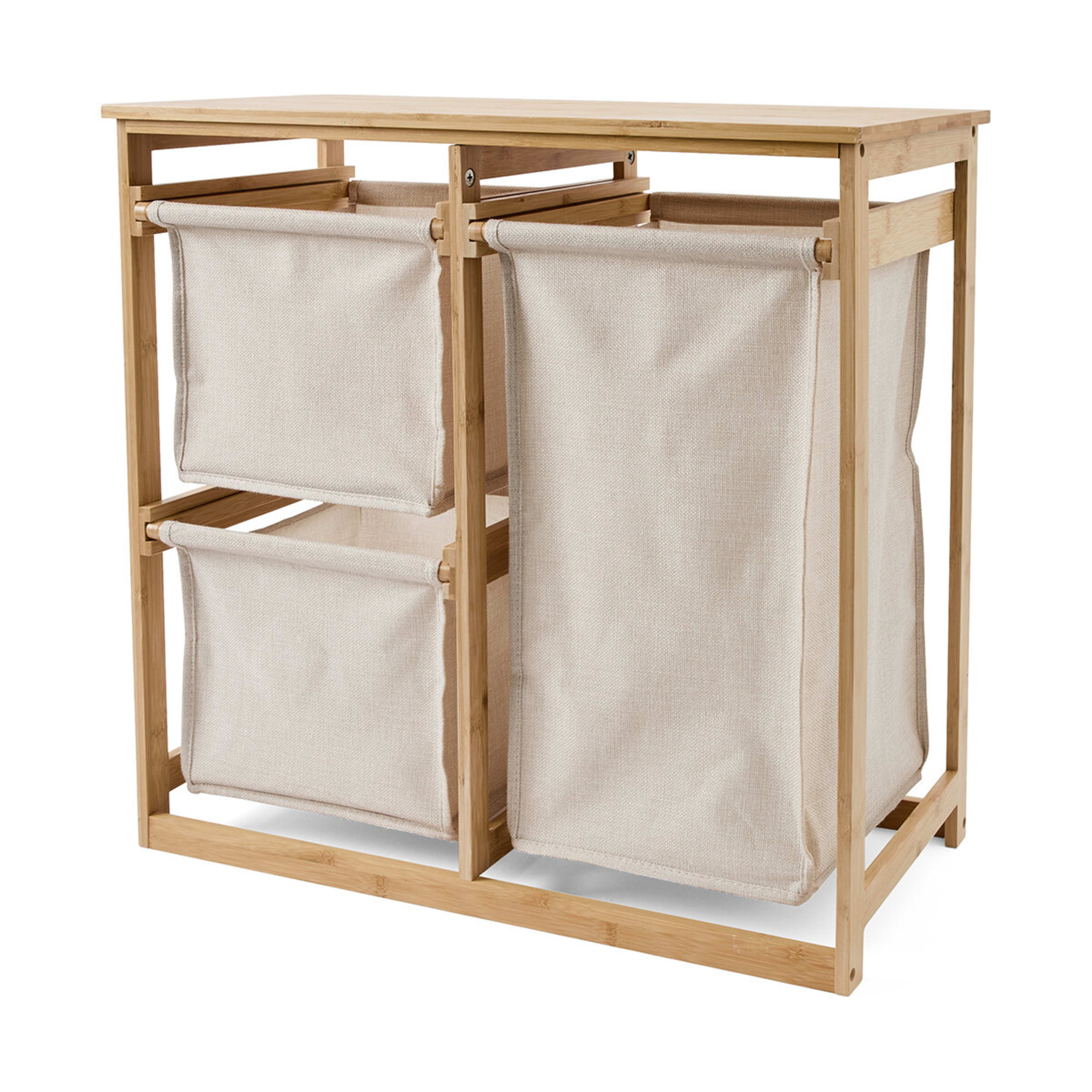 2 Bamboo and Linen Look Hamper with 3 Drawers, 2 of 8