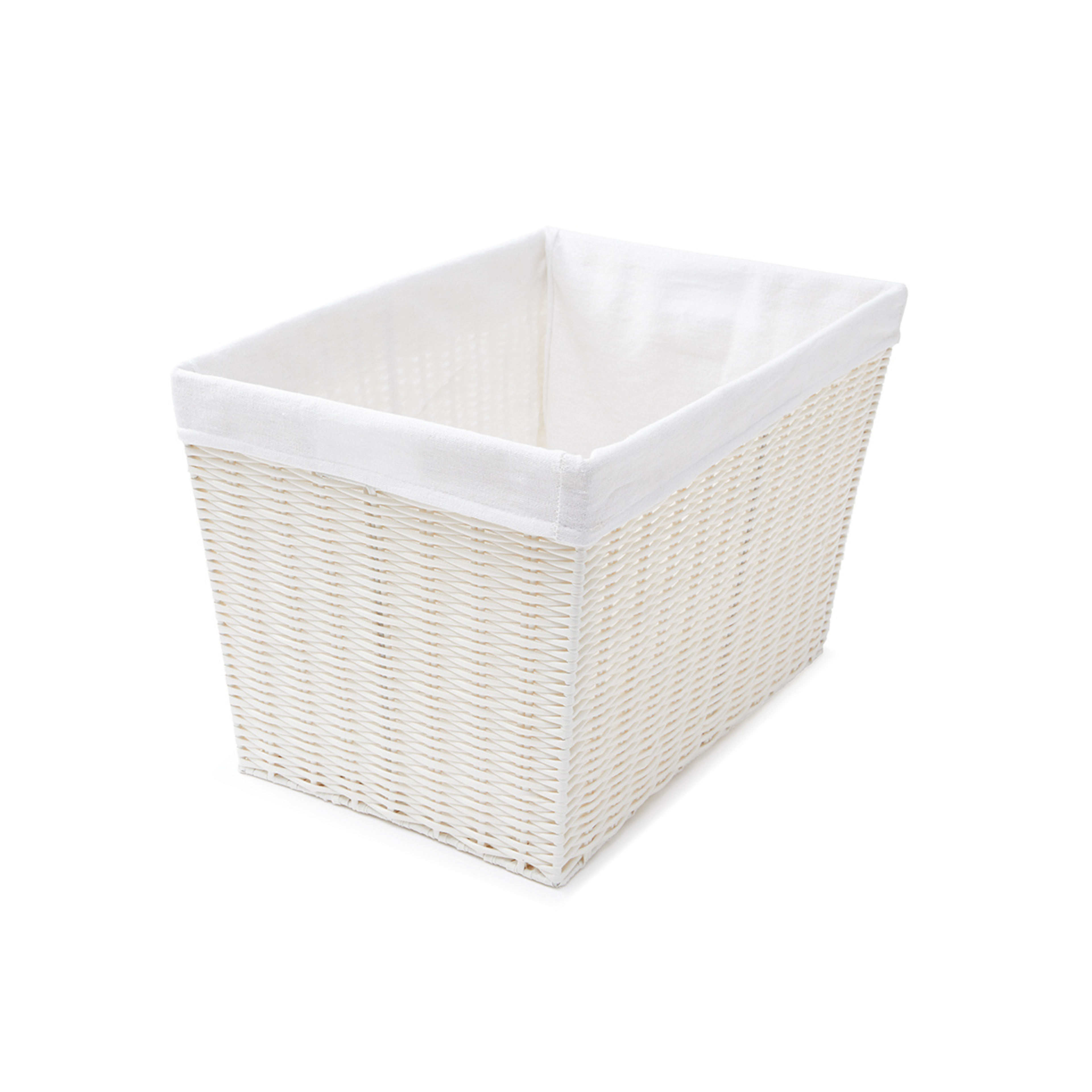 7 Rattan Look Basket with Liner - Large, White, 7 of 8