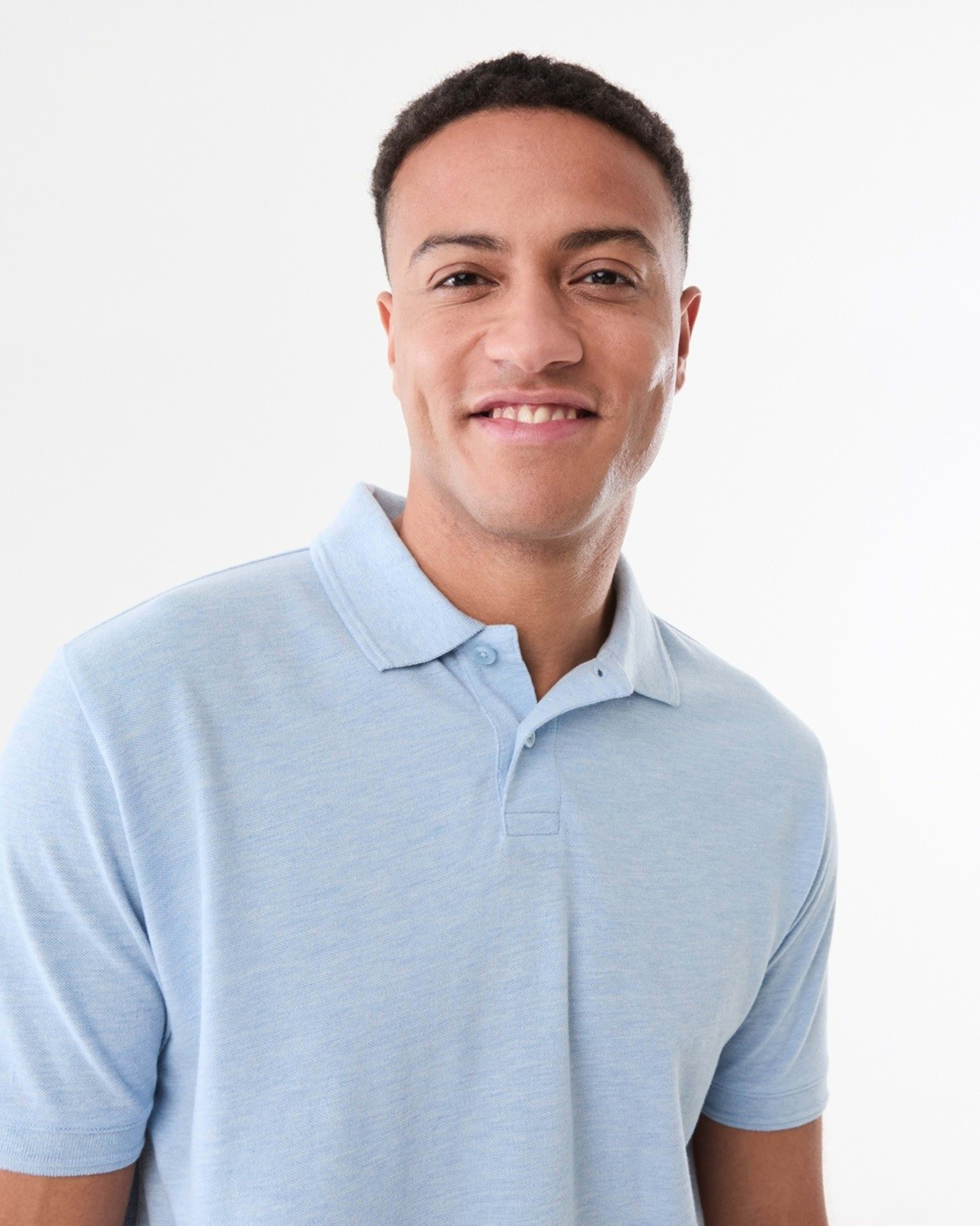 4 Pique Polo Shirt FOG BLUE MARLE, 4 of 5