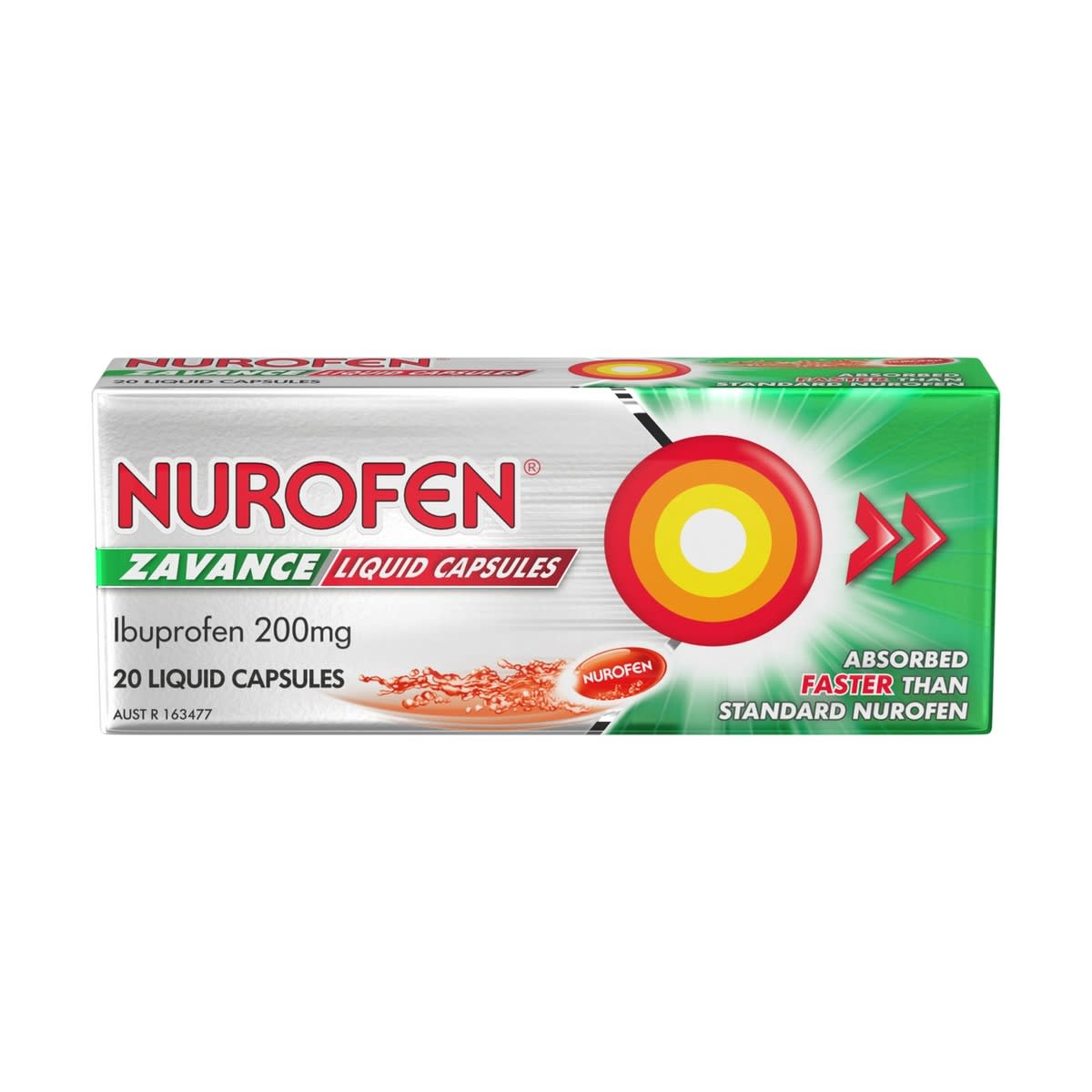 Nurofen Zavance Fast Pain Relief Liquid Capsules 200mg Ibuprofen 20 ...