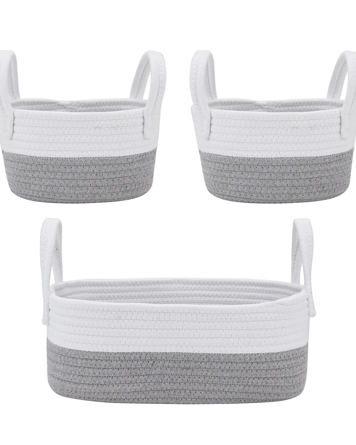3 Pack Nestled Storage Baskets - White and Grey - Kmart