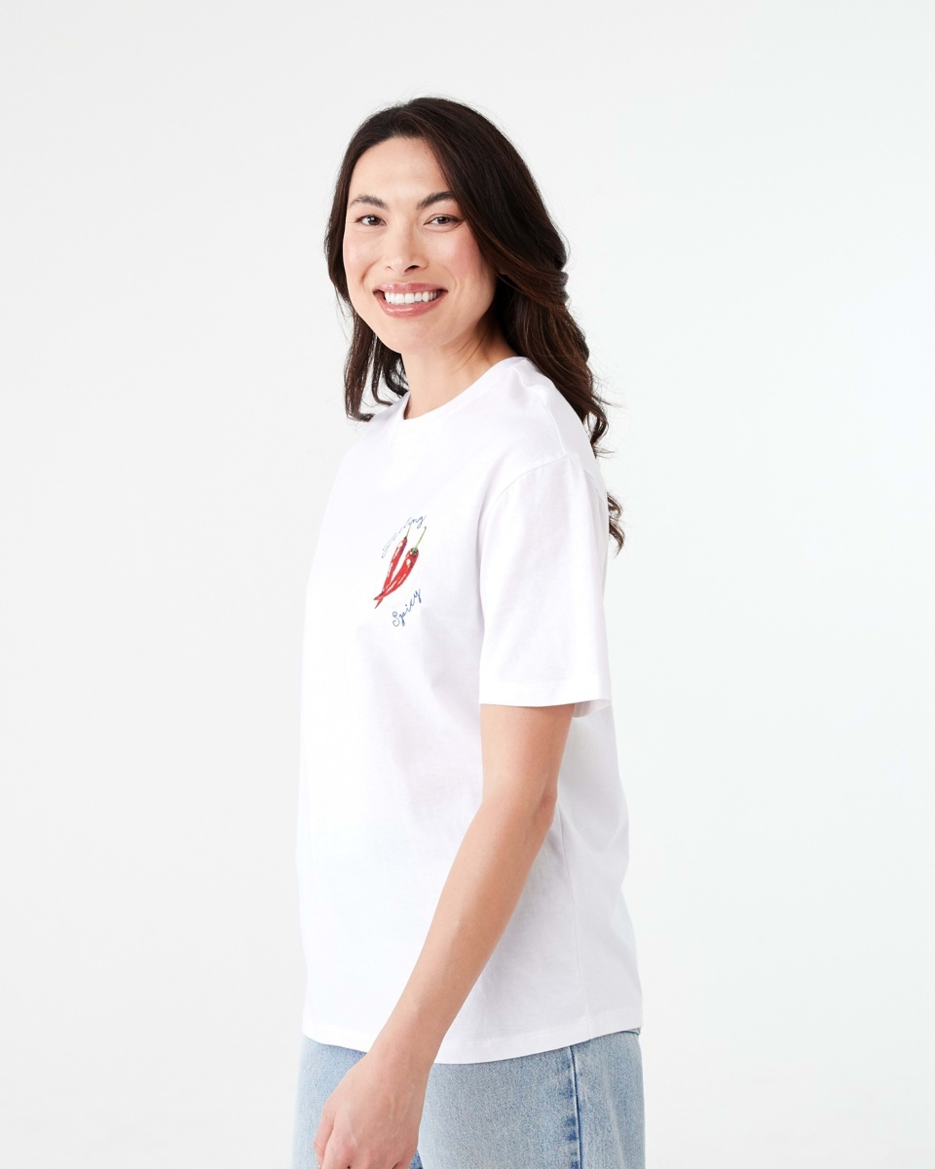 2 Short Sleeve Oversized Boyfriend T-shirt PICANTE WHITE, 2 of 6