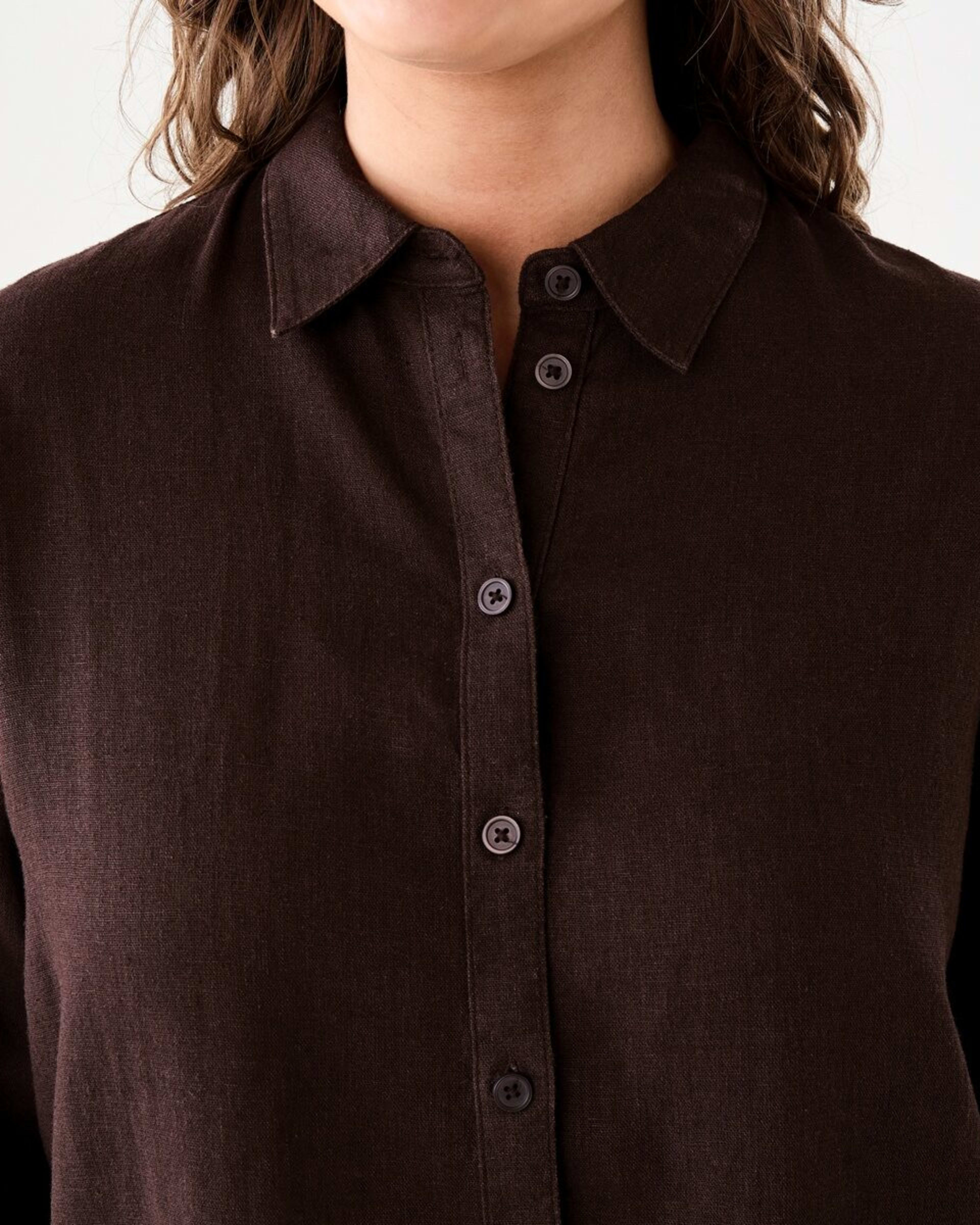 5 Long Sleeve Linen Blend Shirt MELTED CHOCOLATE, 5 of 6