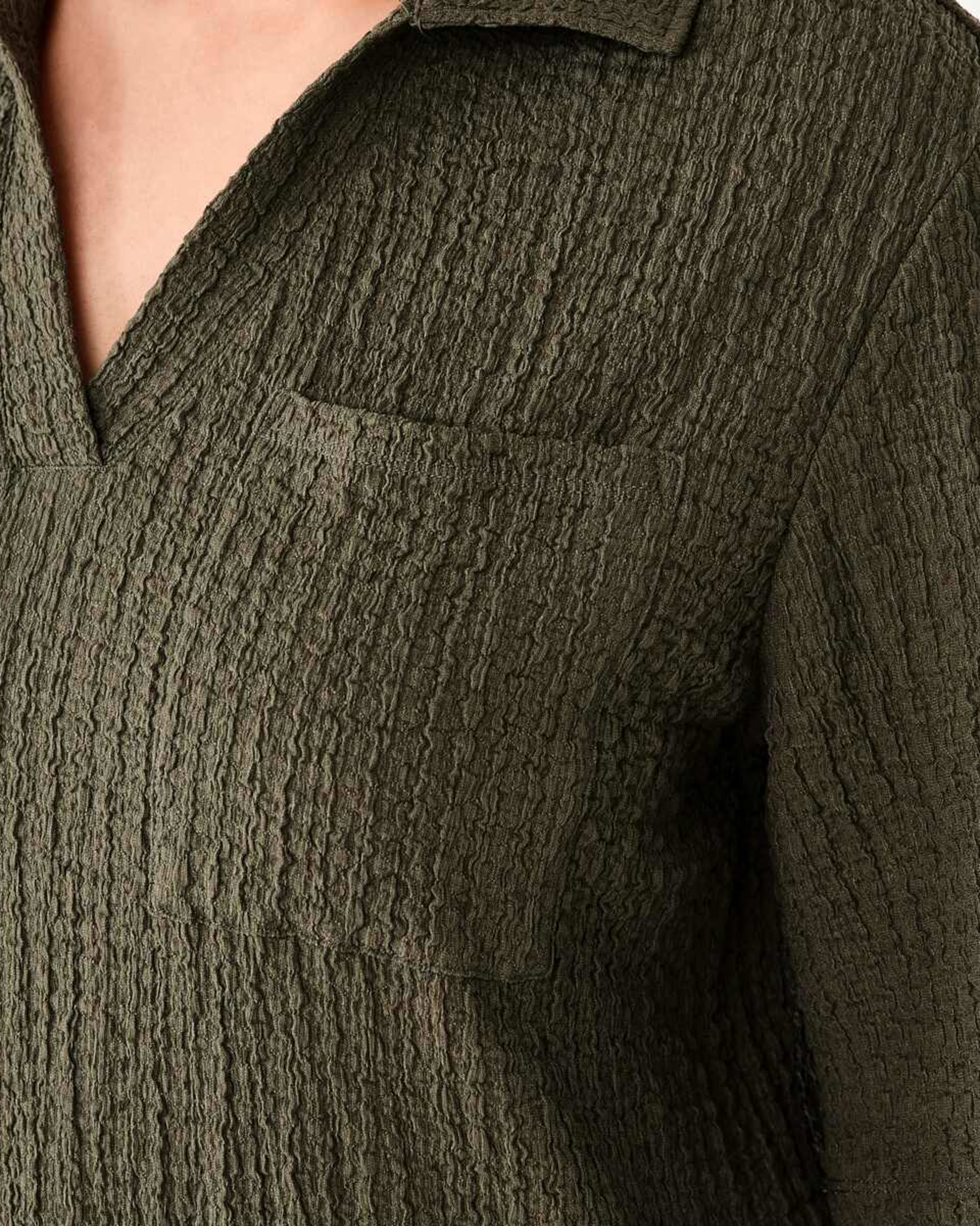 6 Short Sleeve Textured Polo Top BURNT OLIVE, 6 of 6